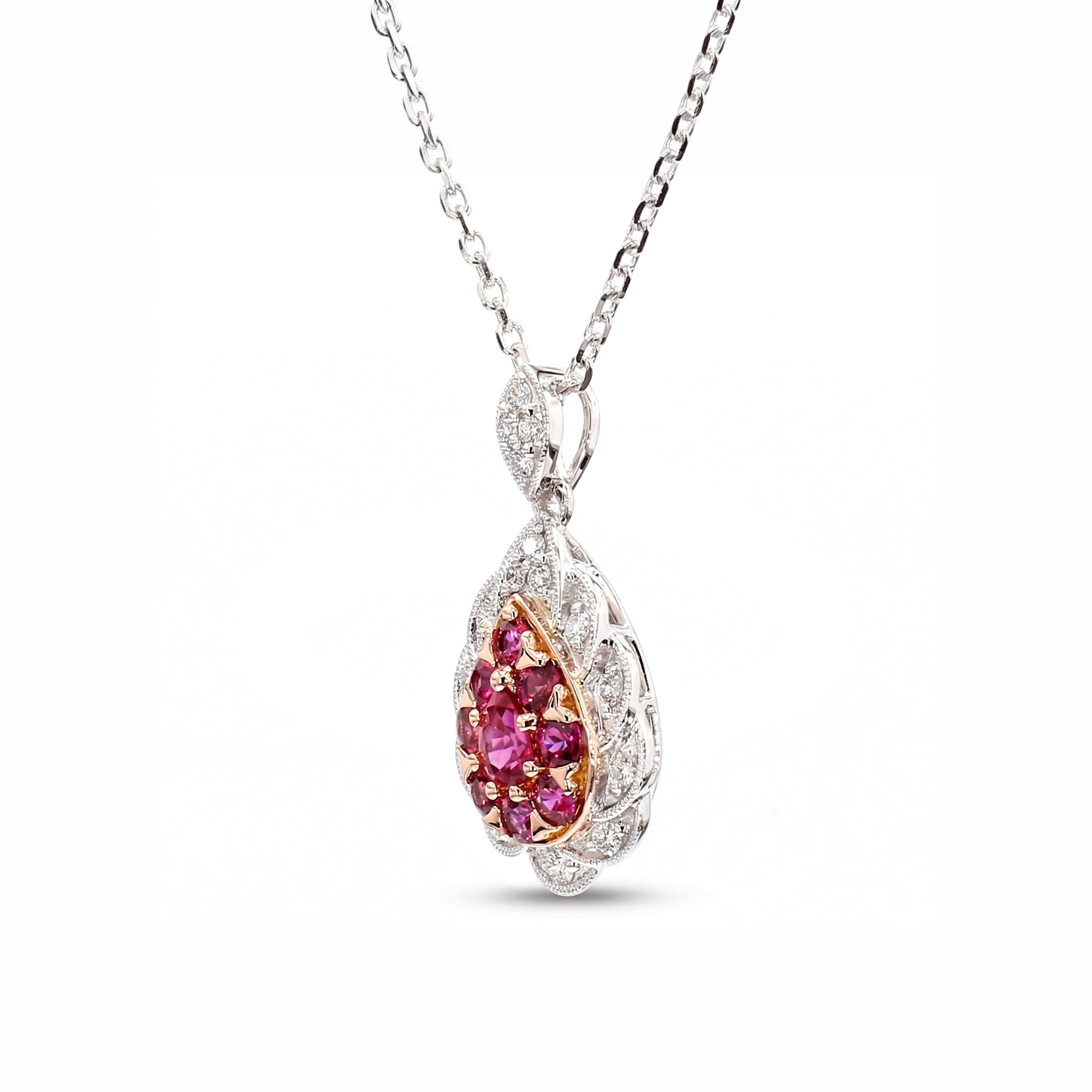 Natural Ruby & Diamond Pear Drop Necklace product image 2