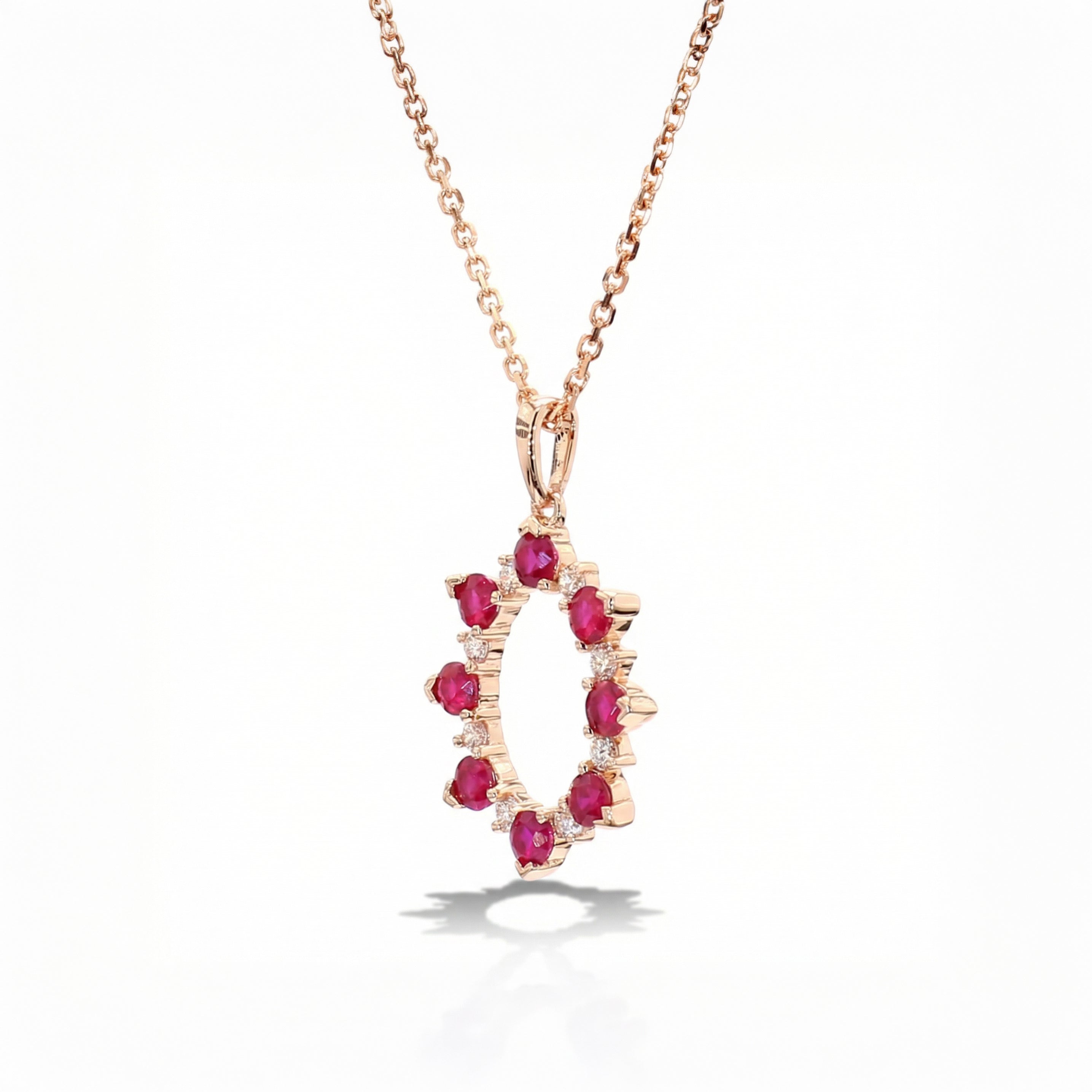 Natural Ruby & Diamond Oval Necklace product image 2
