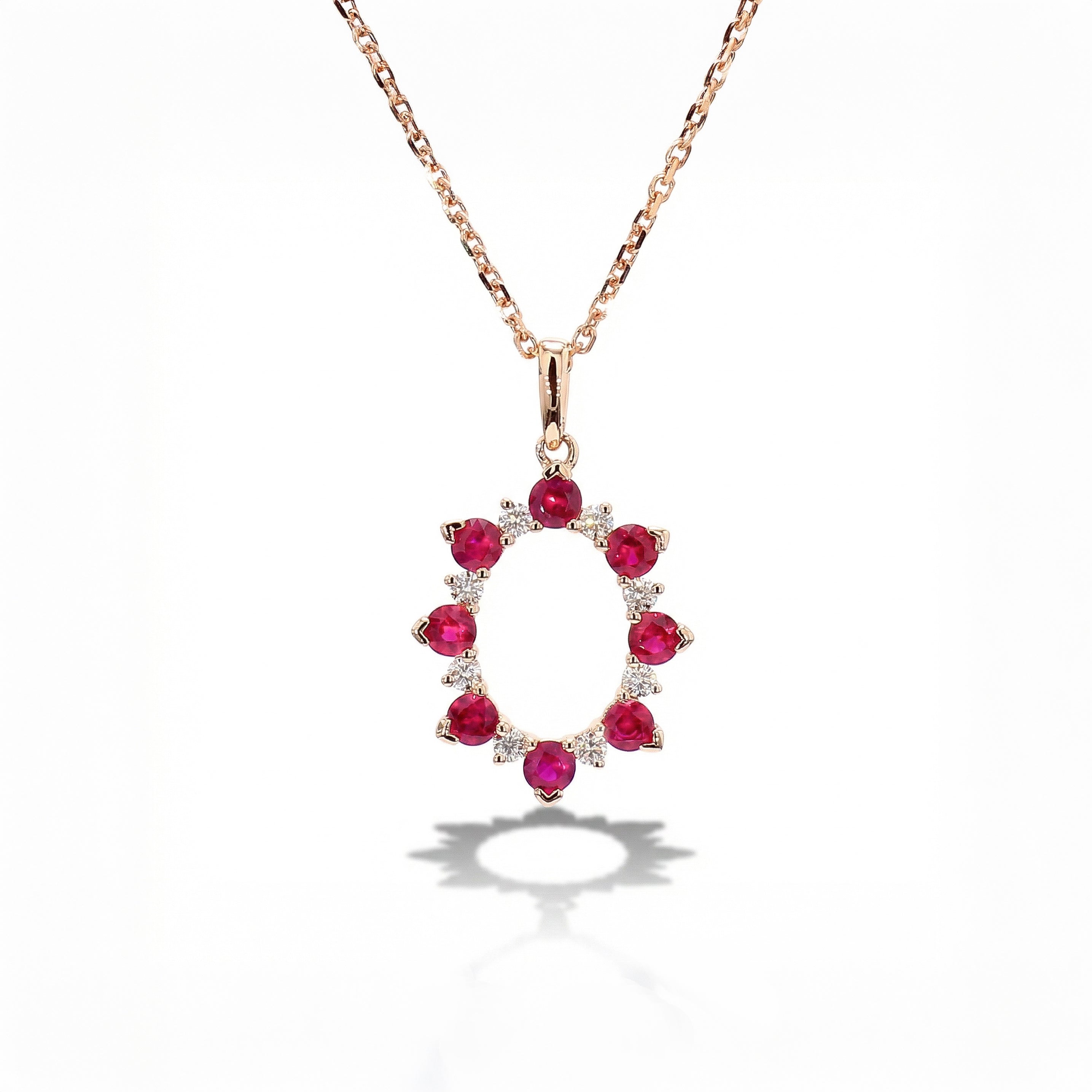Natural Ruby & Diamond Oval Necklace product image 1