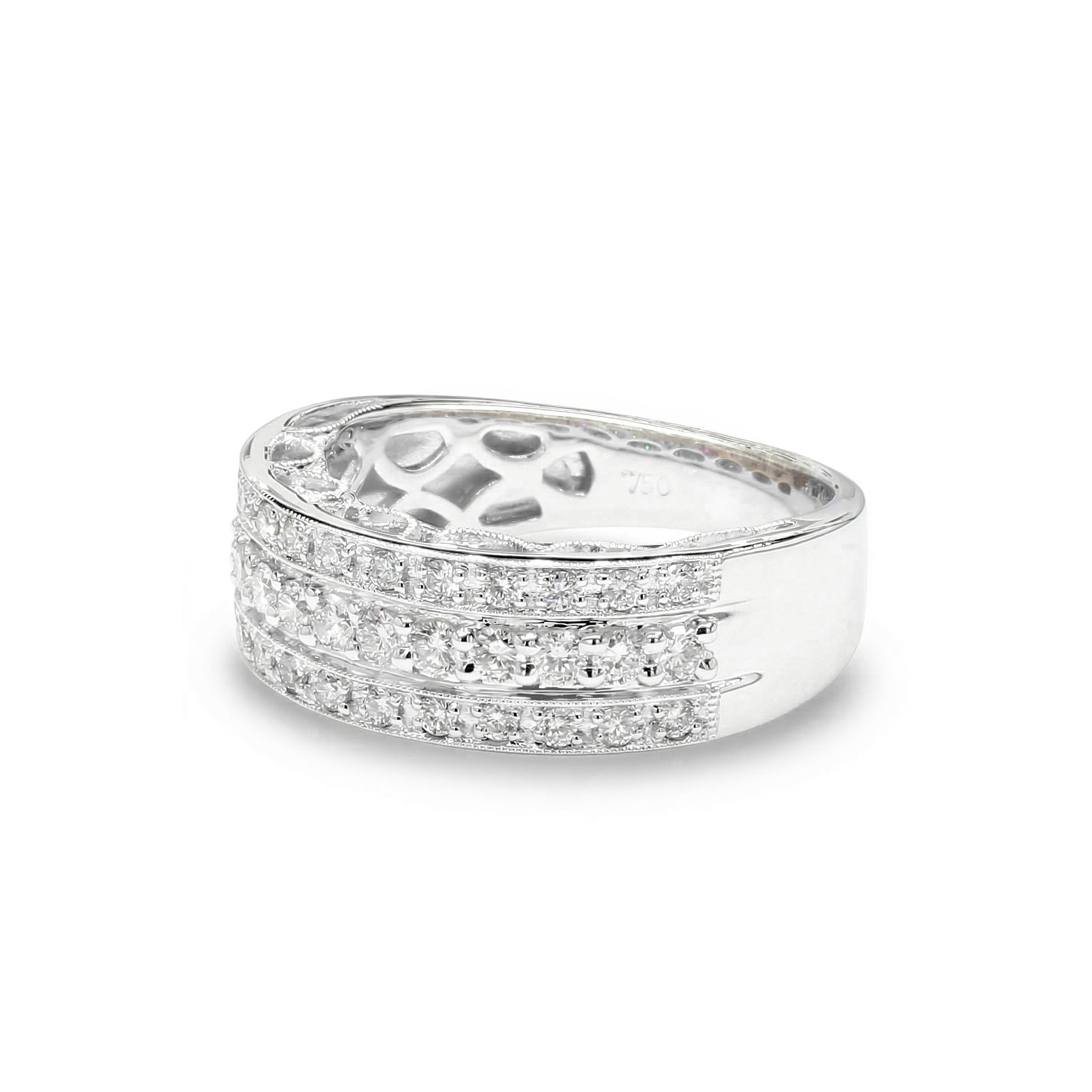 Natural White Diamond Three Rows Band product image 2