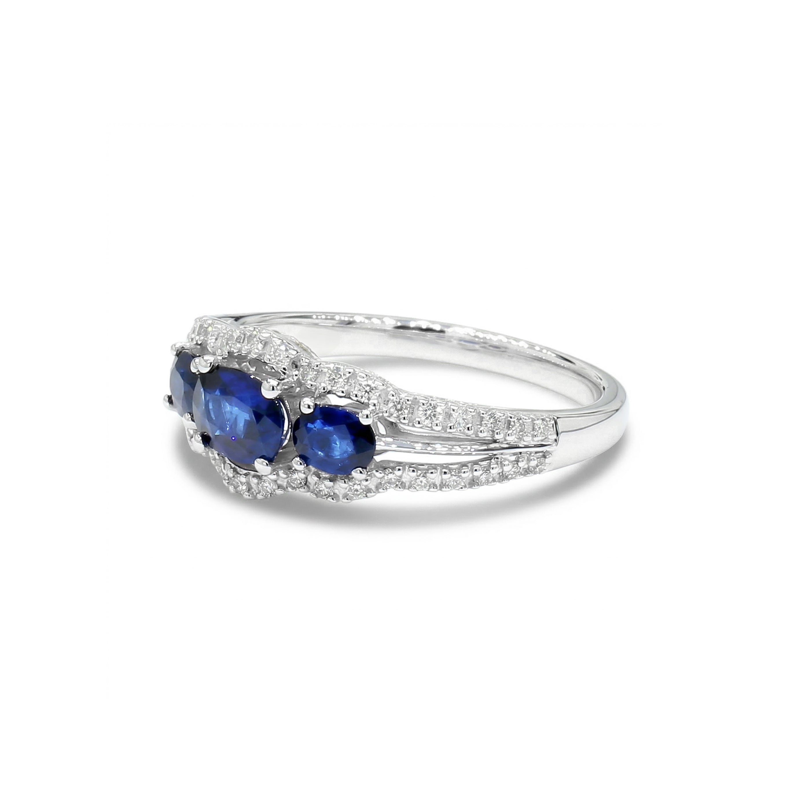 Natural Oval Sapphire & White Diamond Ring