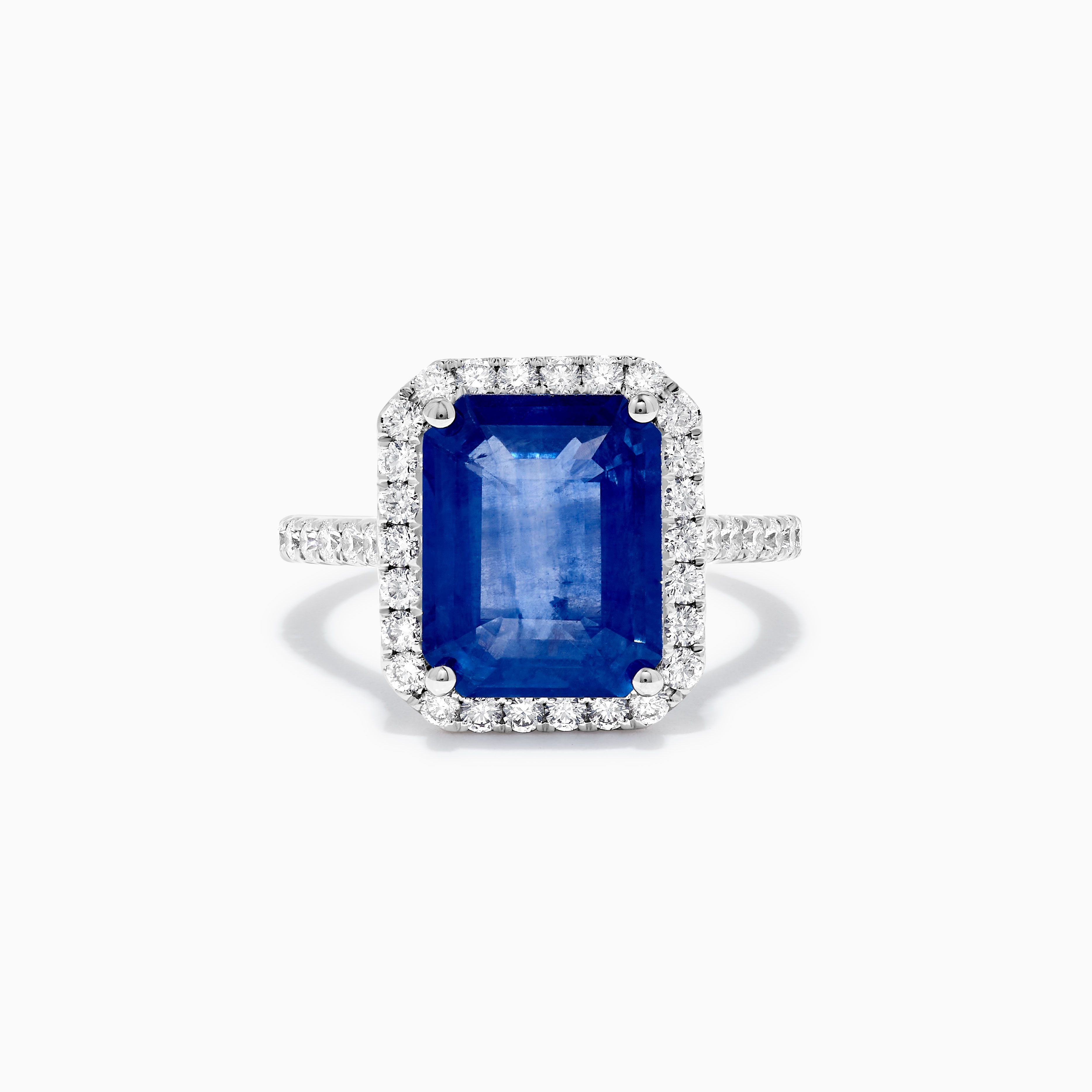 Emerald Blue Sapphire and White Diamond Ring JRC254GH