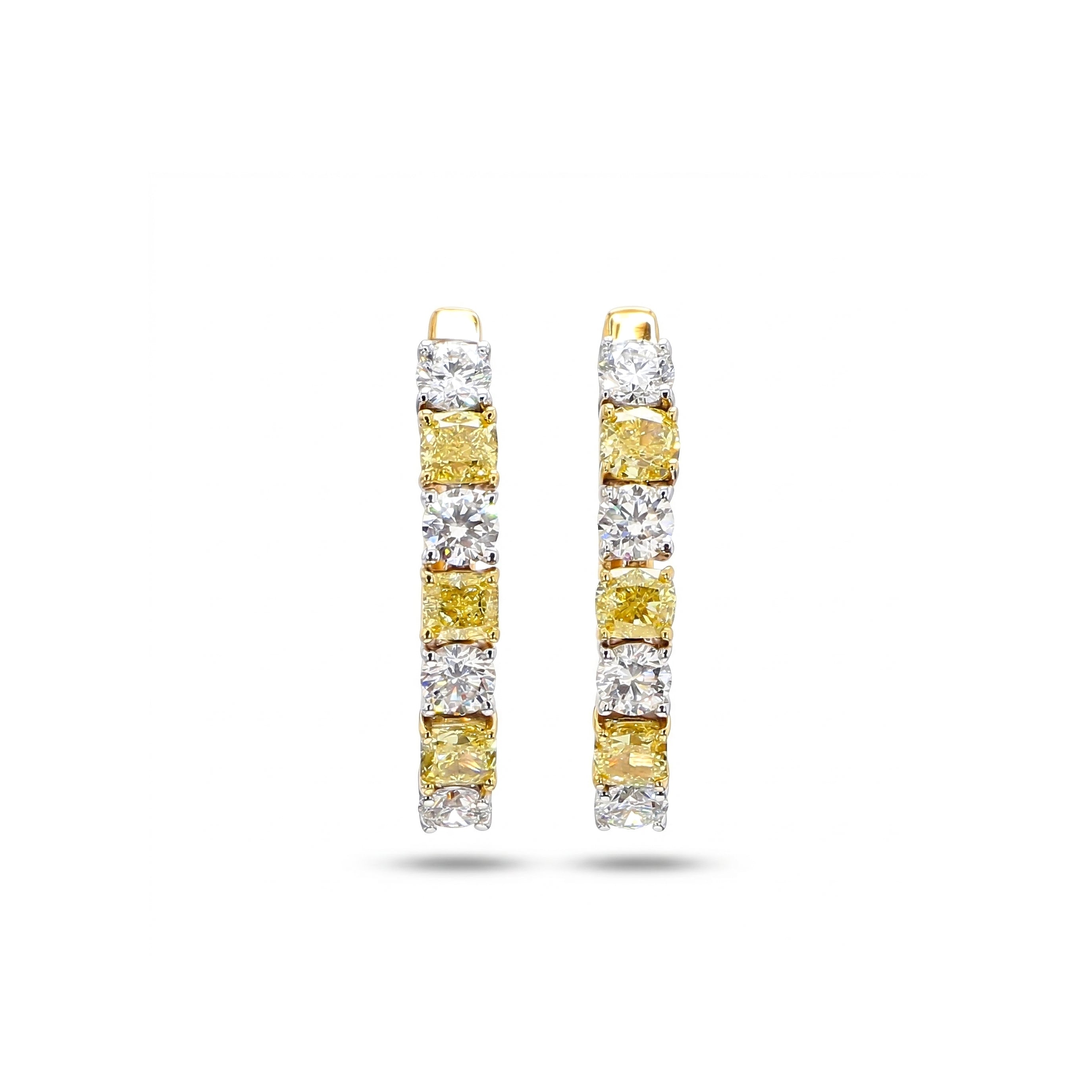Natural Yellow & White Diamond Hoop Earring product image 2