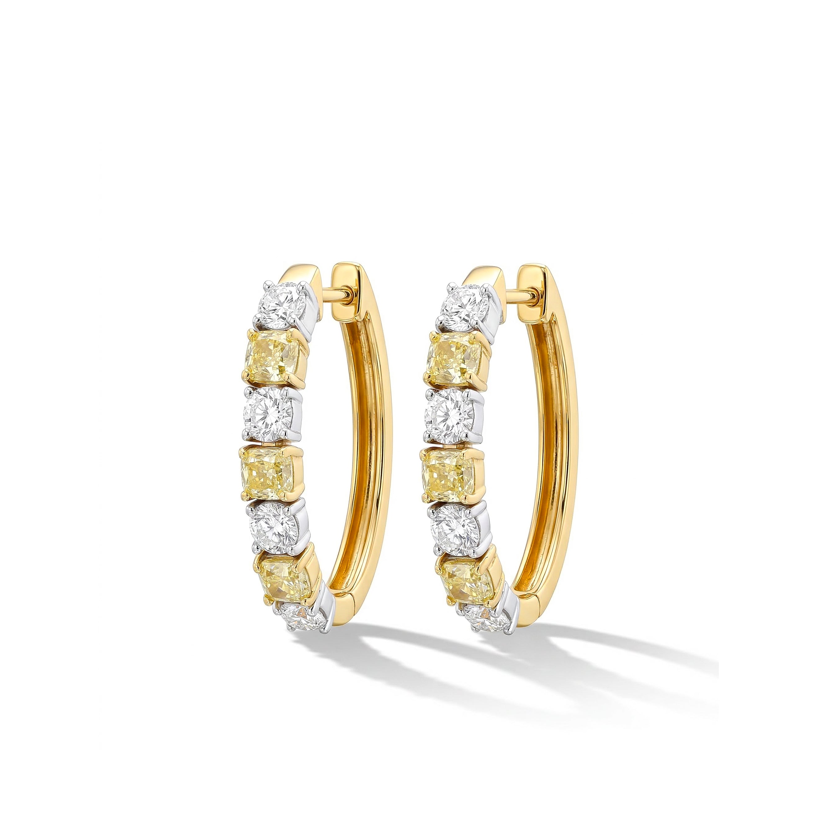 Natural Yellow & White Diamond Hoop Earring product image 1