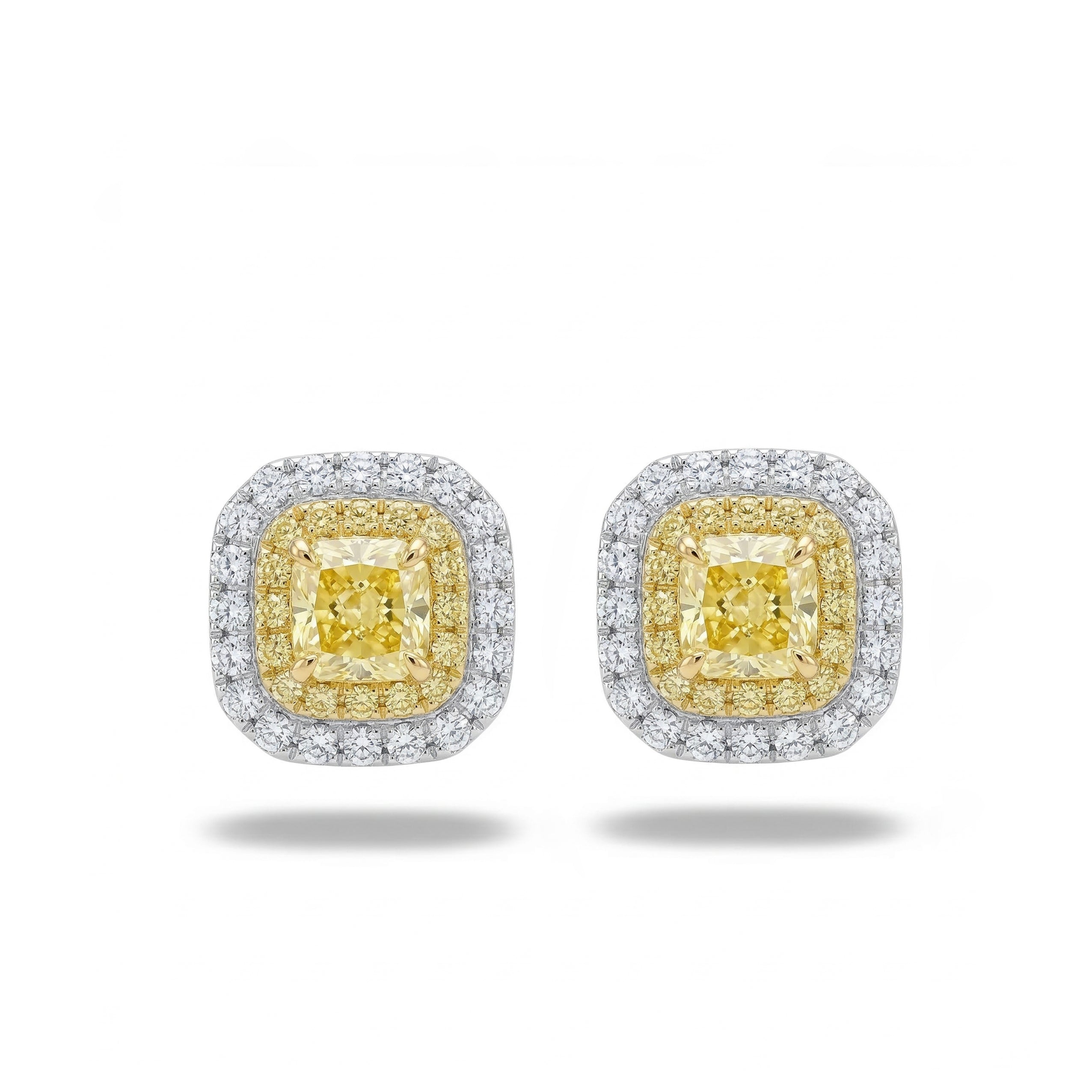 Natural Yellow Diamond Halo Earrings product image 2