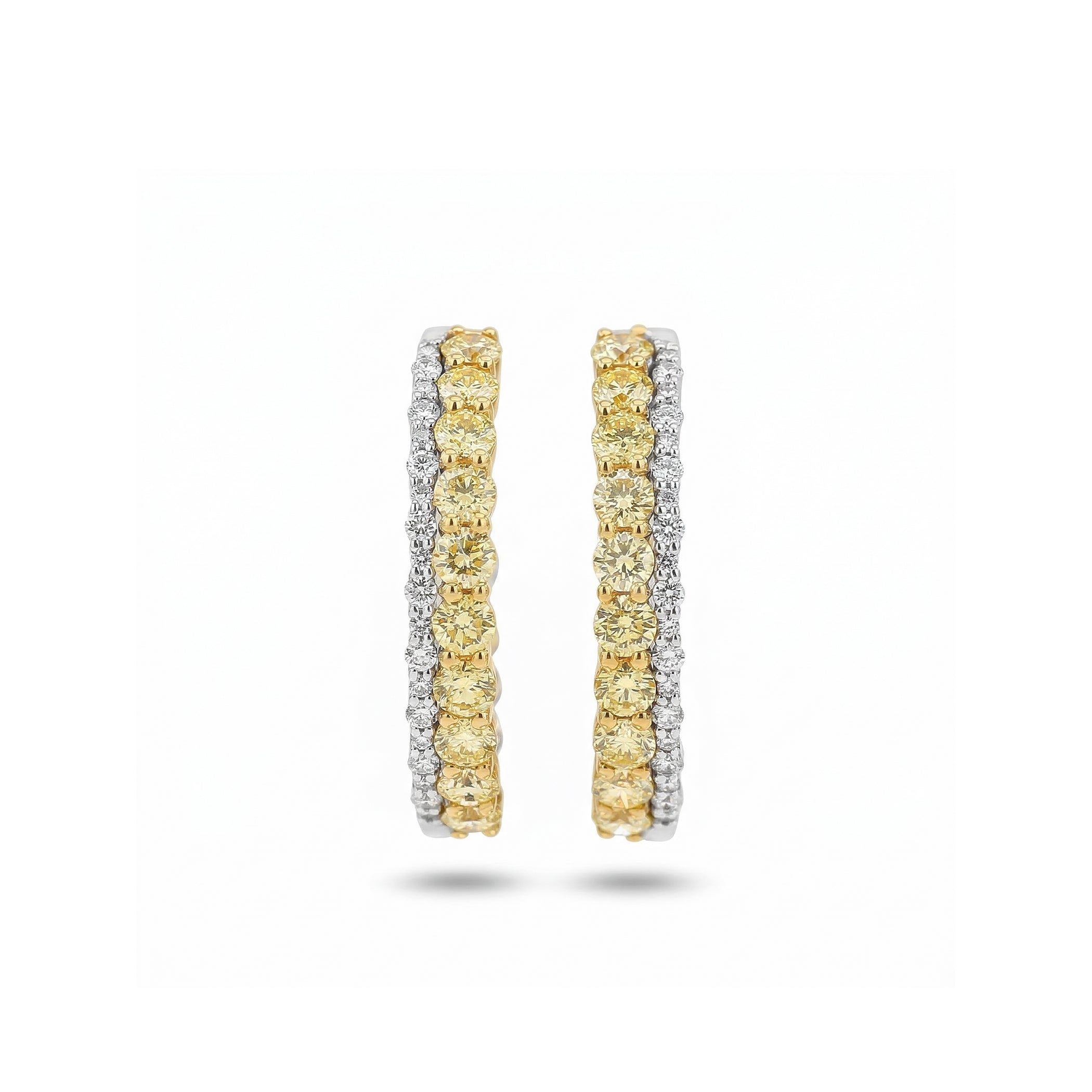 Natural Yellow & White Diamond Hoop Earrings product image 2