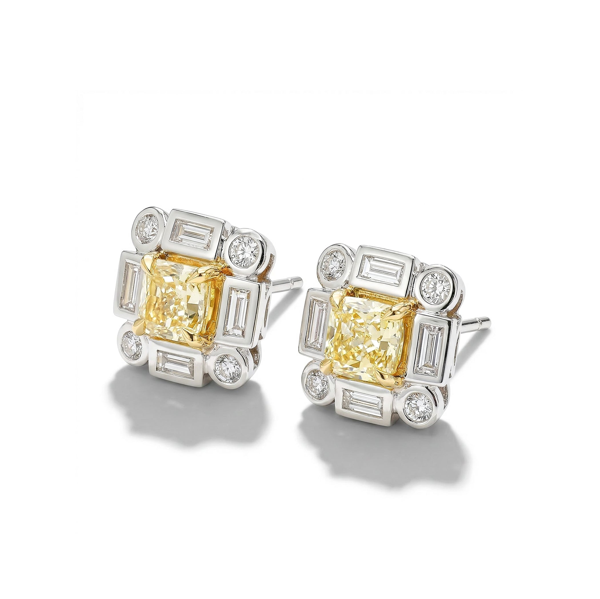 Natural Yellow Cushion Diamond Earring product image 1