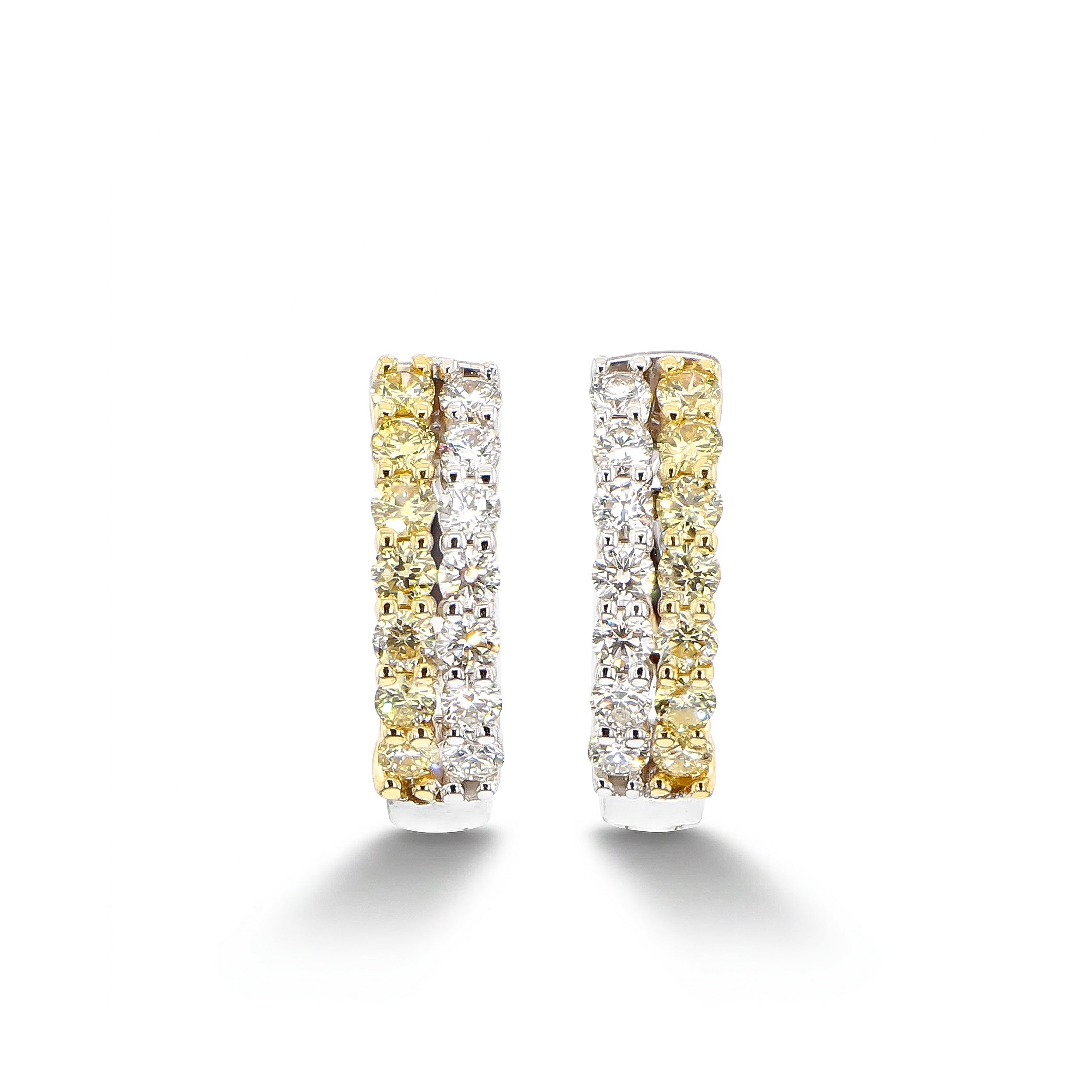 Natural Yellow & White Diamond Hoop Earrings product image 2