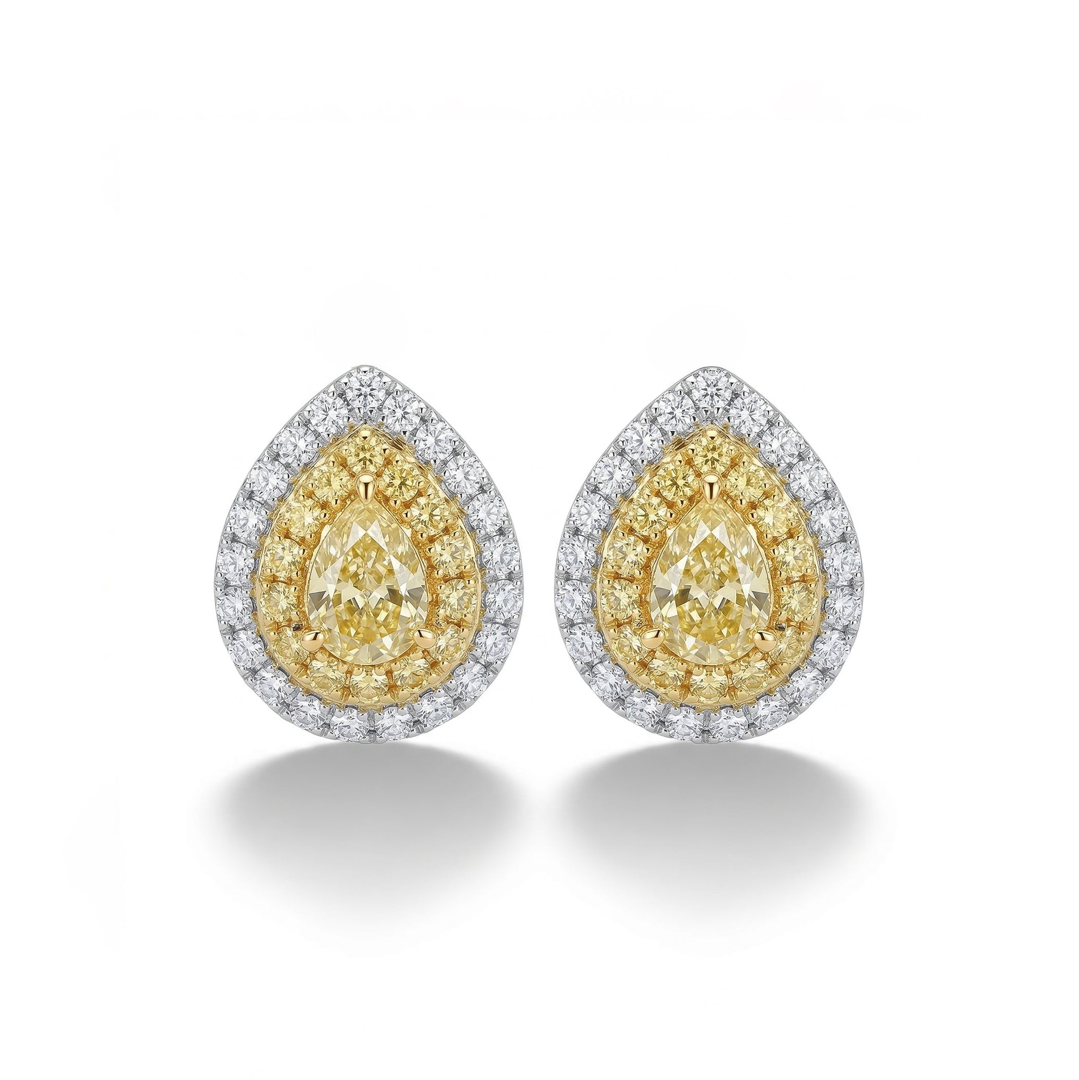 Natural Yellow Pear Diamond Halo Earring product image 1