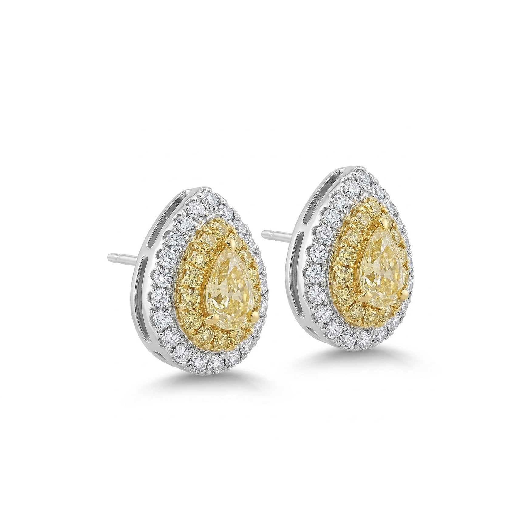 Natural Yellow Pear Diamond Halo Earring product image 2