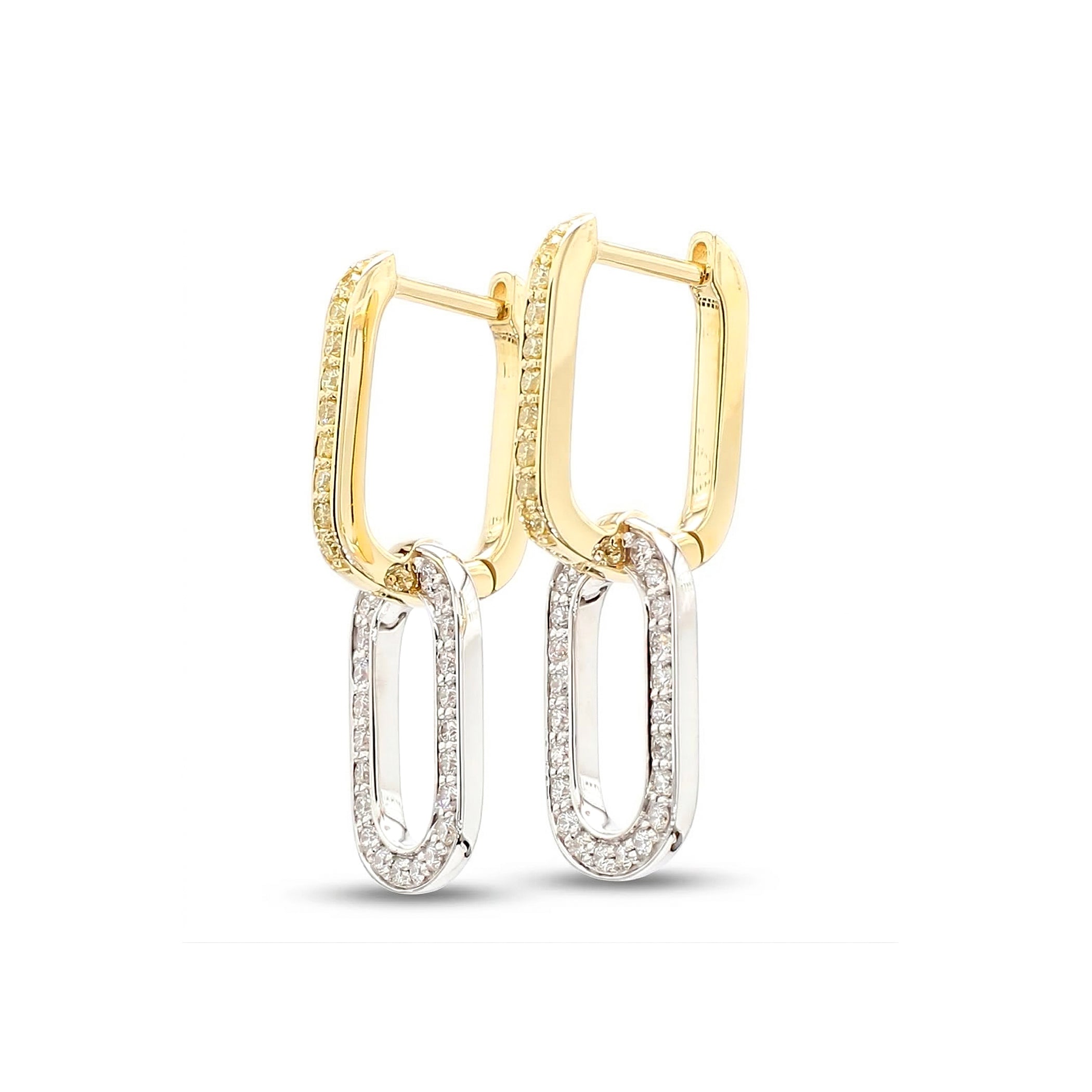 Natural Yellow & White Diamond Link Earrings product image 2