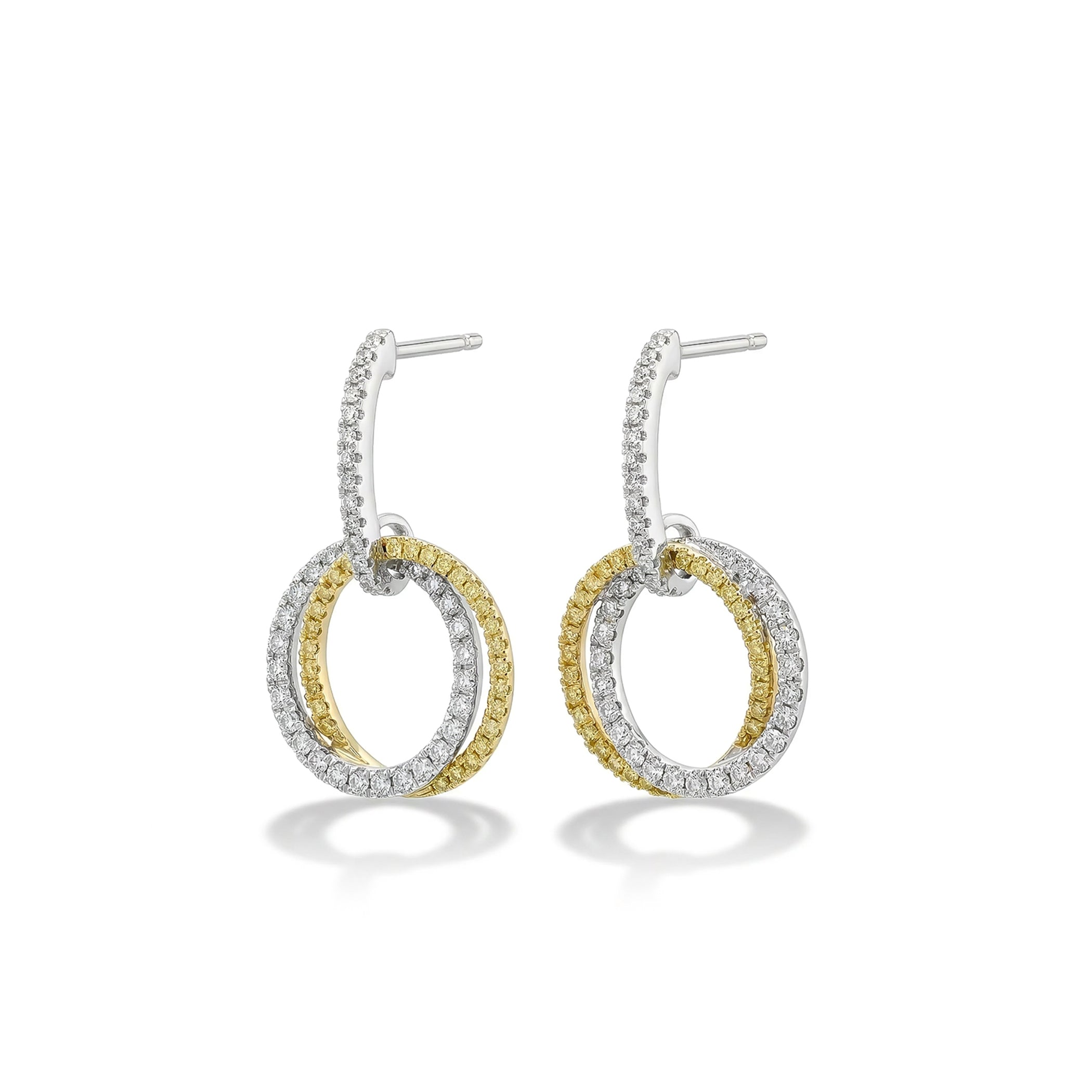Natural Yellow & White Diamond Interlocking Circle Earrings product image 2