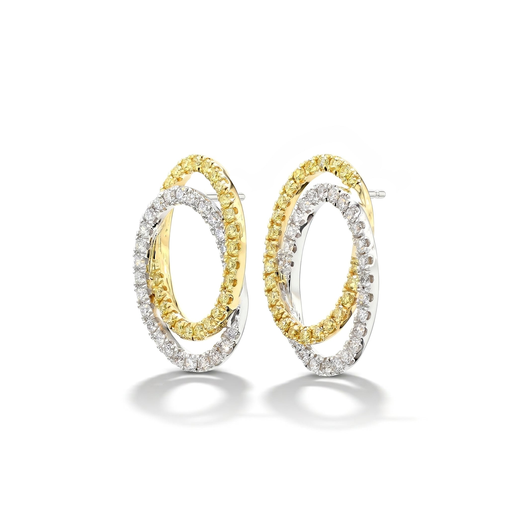 Natural Yellow & White Diamond Interlocking Oval Earrings product image 2