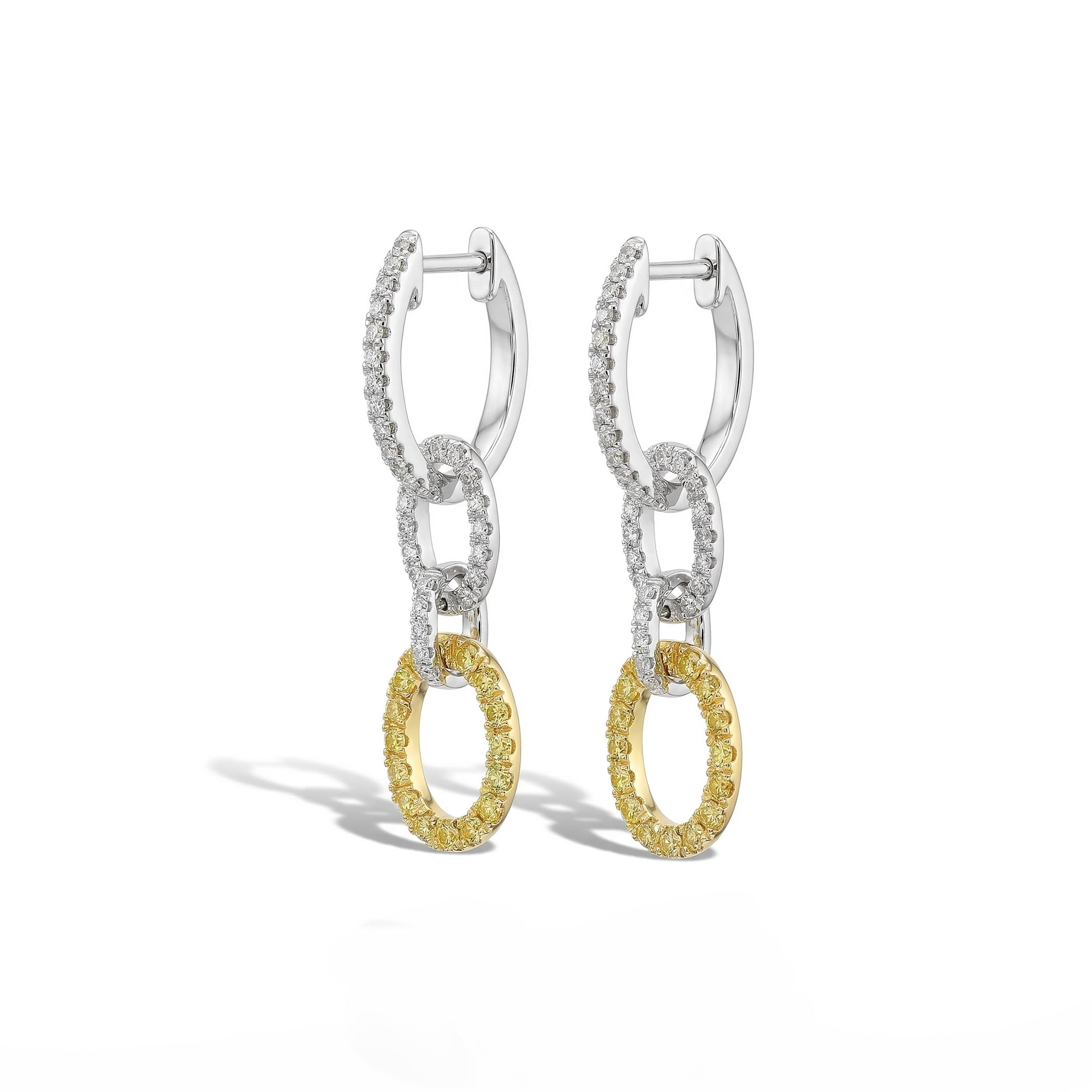 Natural Yellow & White Diamond Interlocking Oval Earrings product image 1