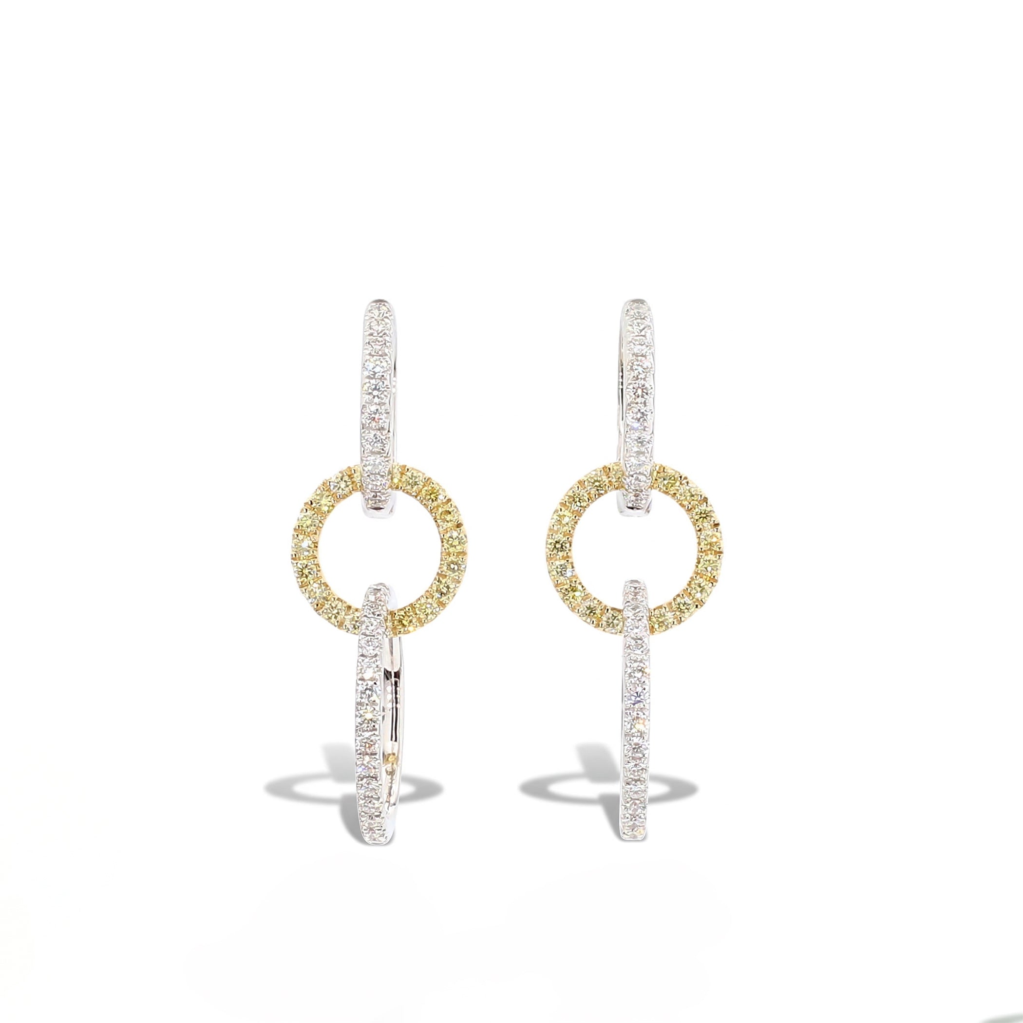 Natural Yellow & White Diamond Interlocking Hoop Earring product image 2