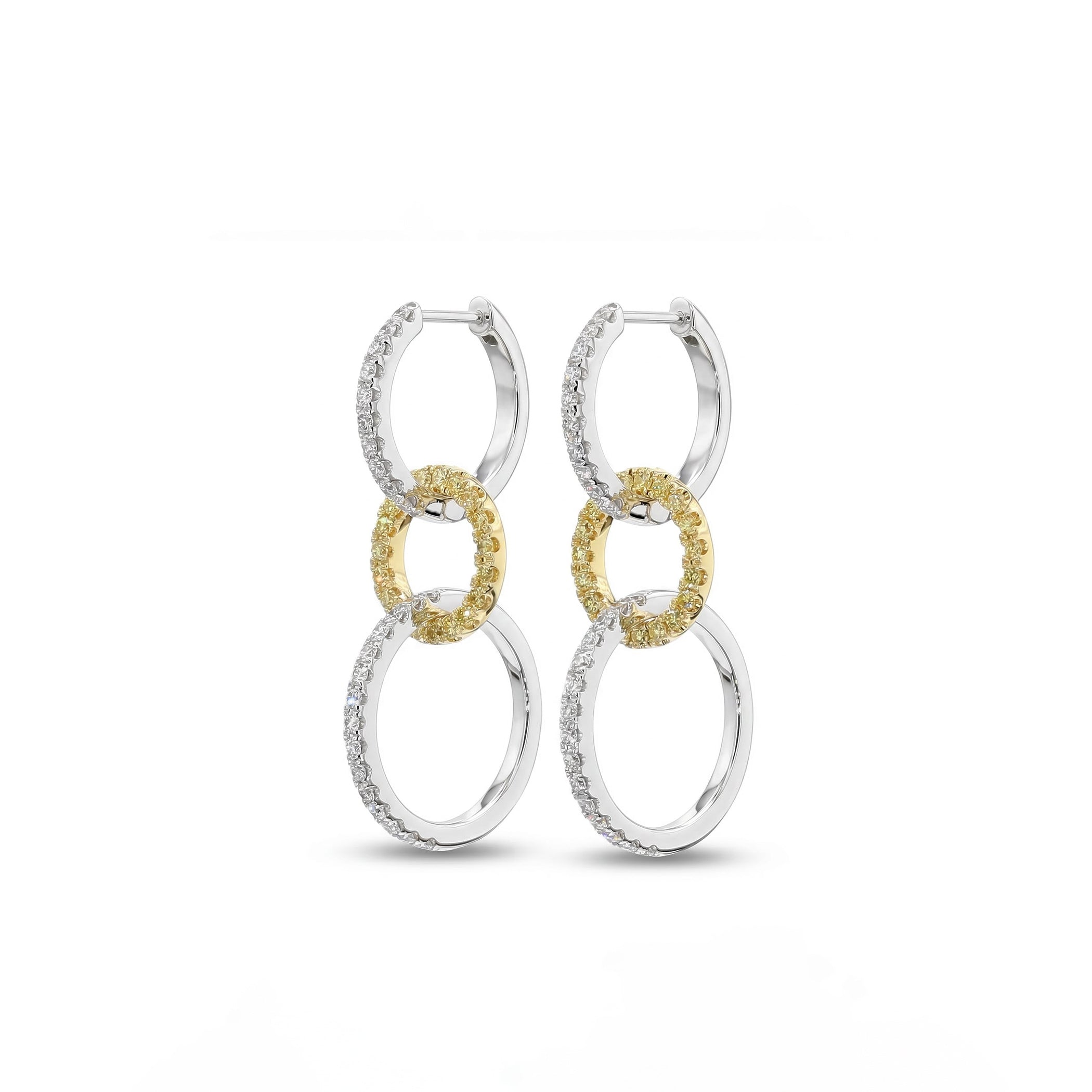 Natural Yellow & White Diamond Interlocking Hoop Earring product image 1