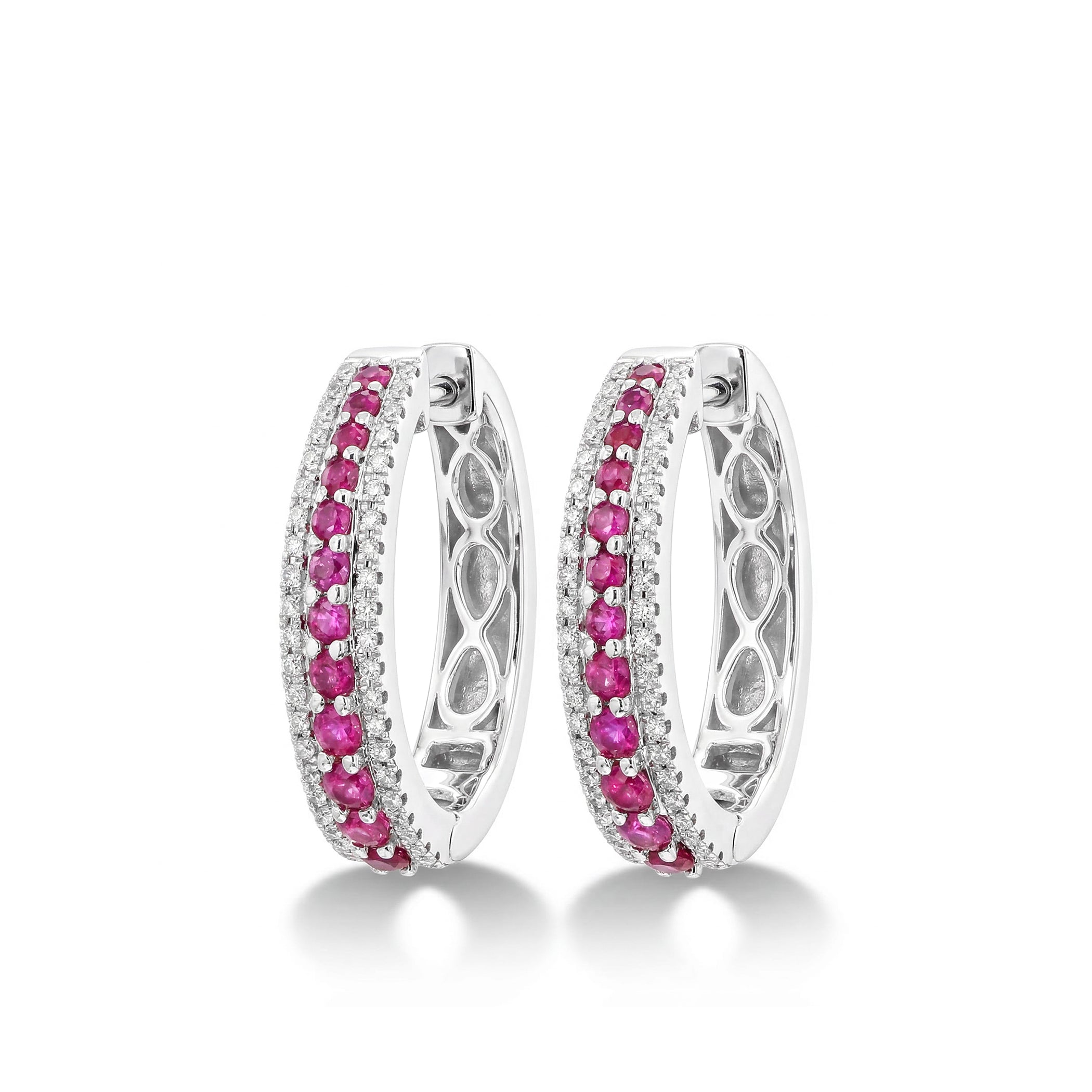 Natural Ruby & Diamond Hoop Earrings product image 1