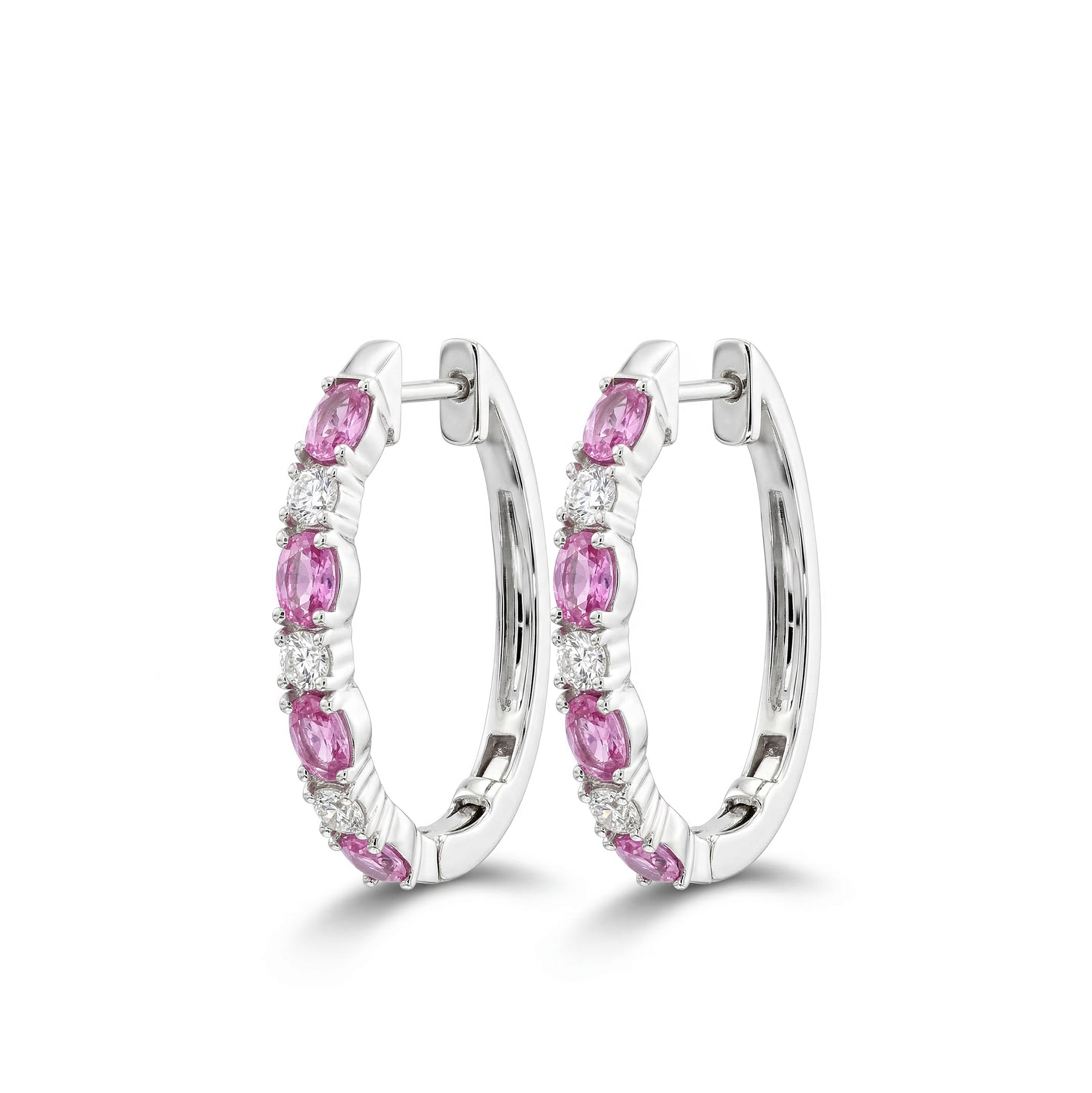 Natural Pink Sapphire & Diamond Hoop Earring product image 1