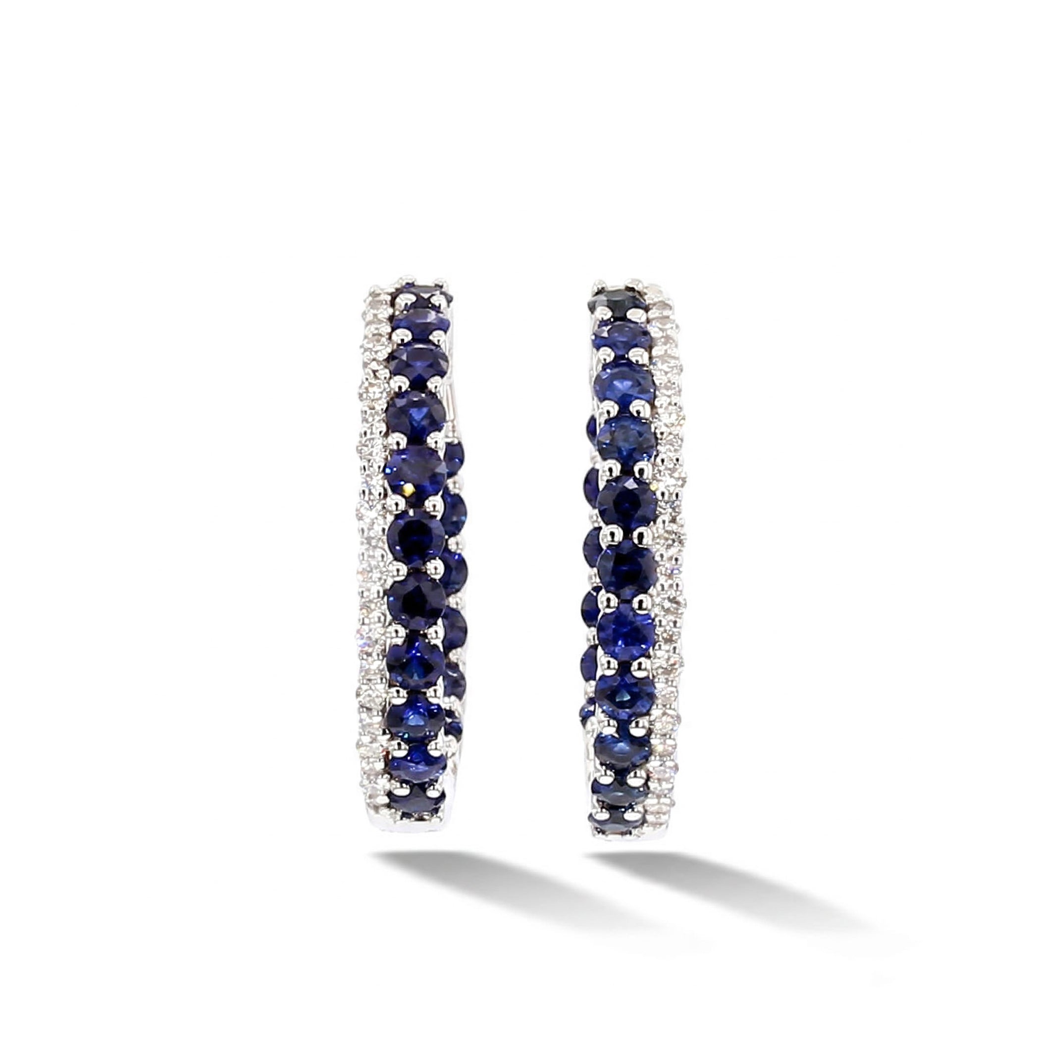 Natural Blue Sapphire & Diamond Hoop Earrings product image 2