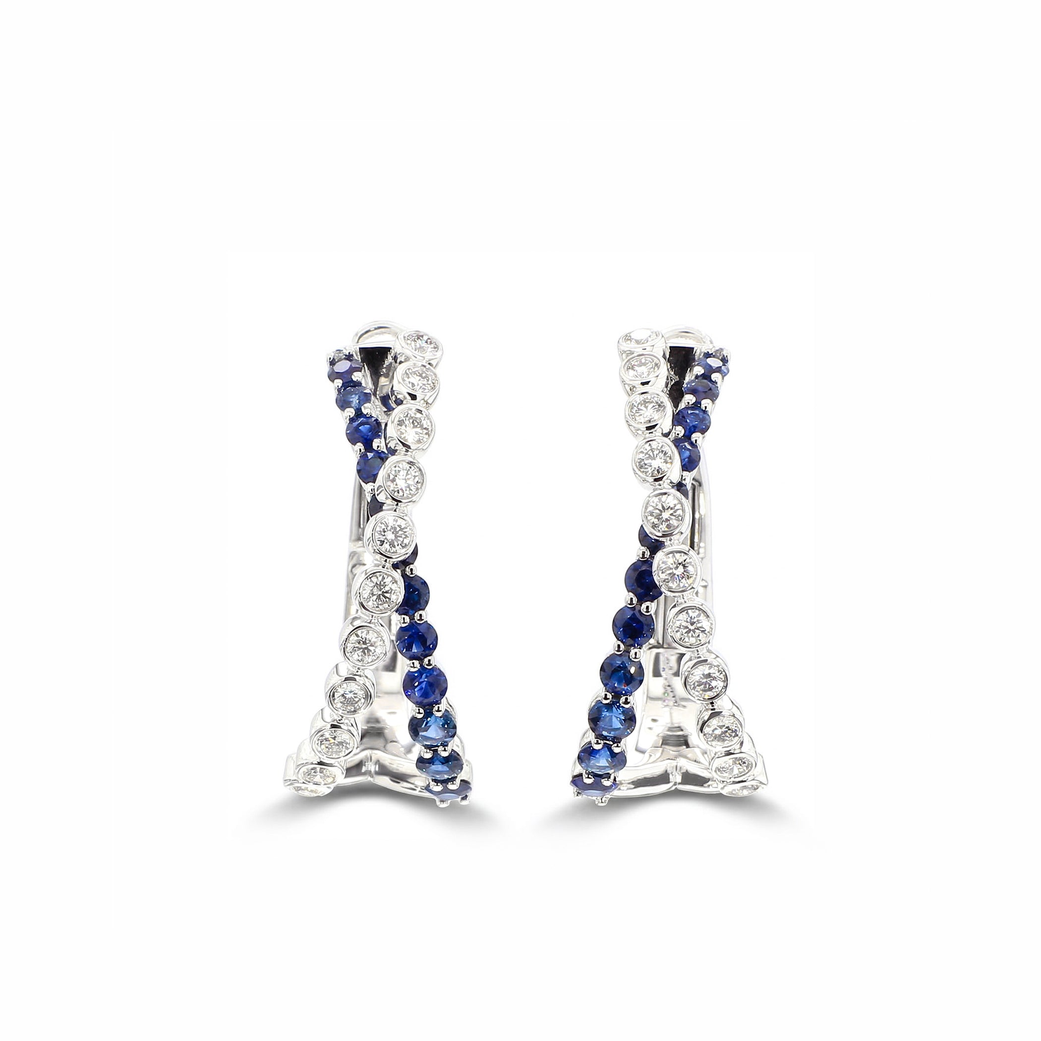 Natural Sapphire & Diamond Hoop Earrings product image 1