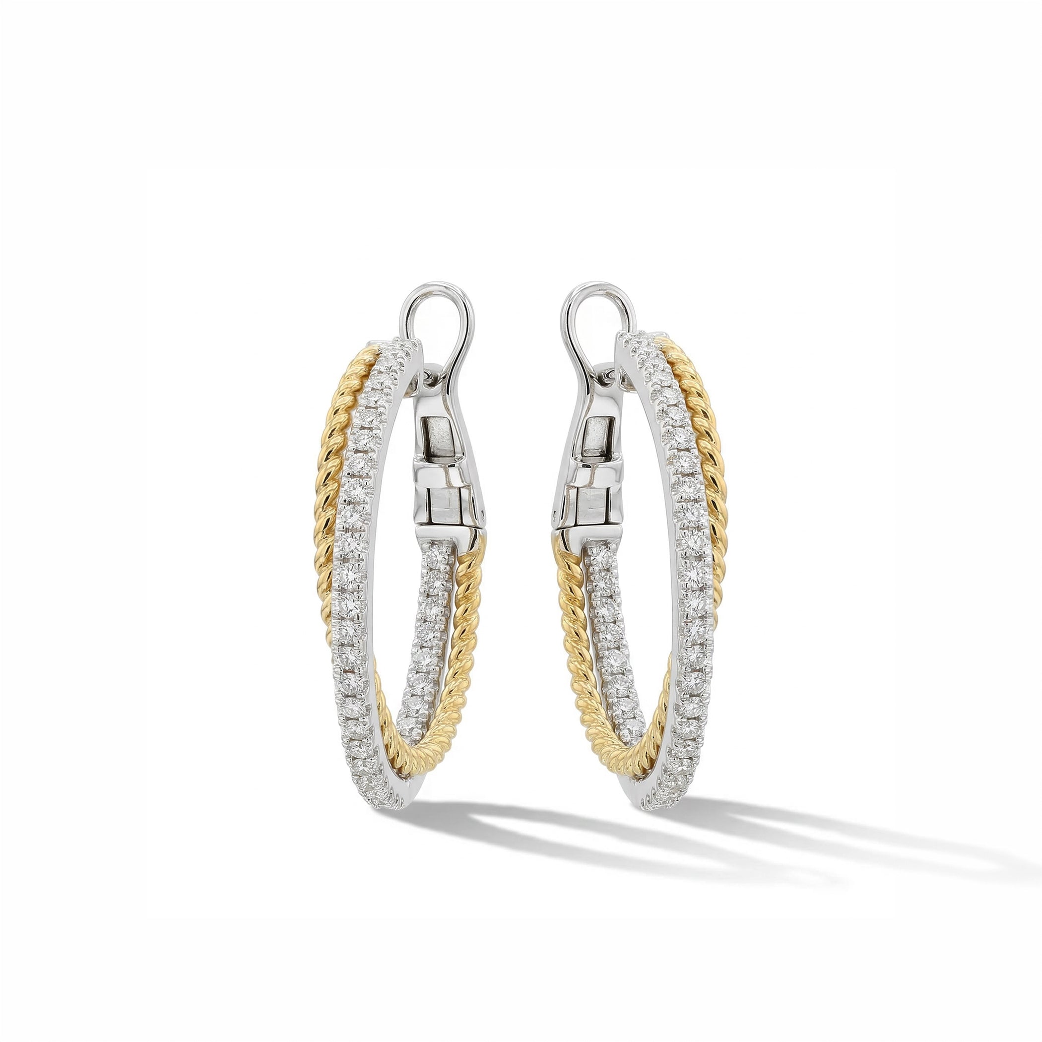 Natural Diamond Crossover Hoop Earrings product image 1