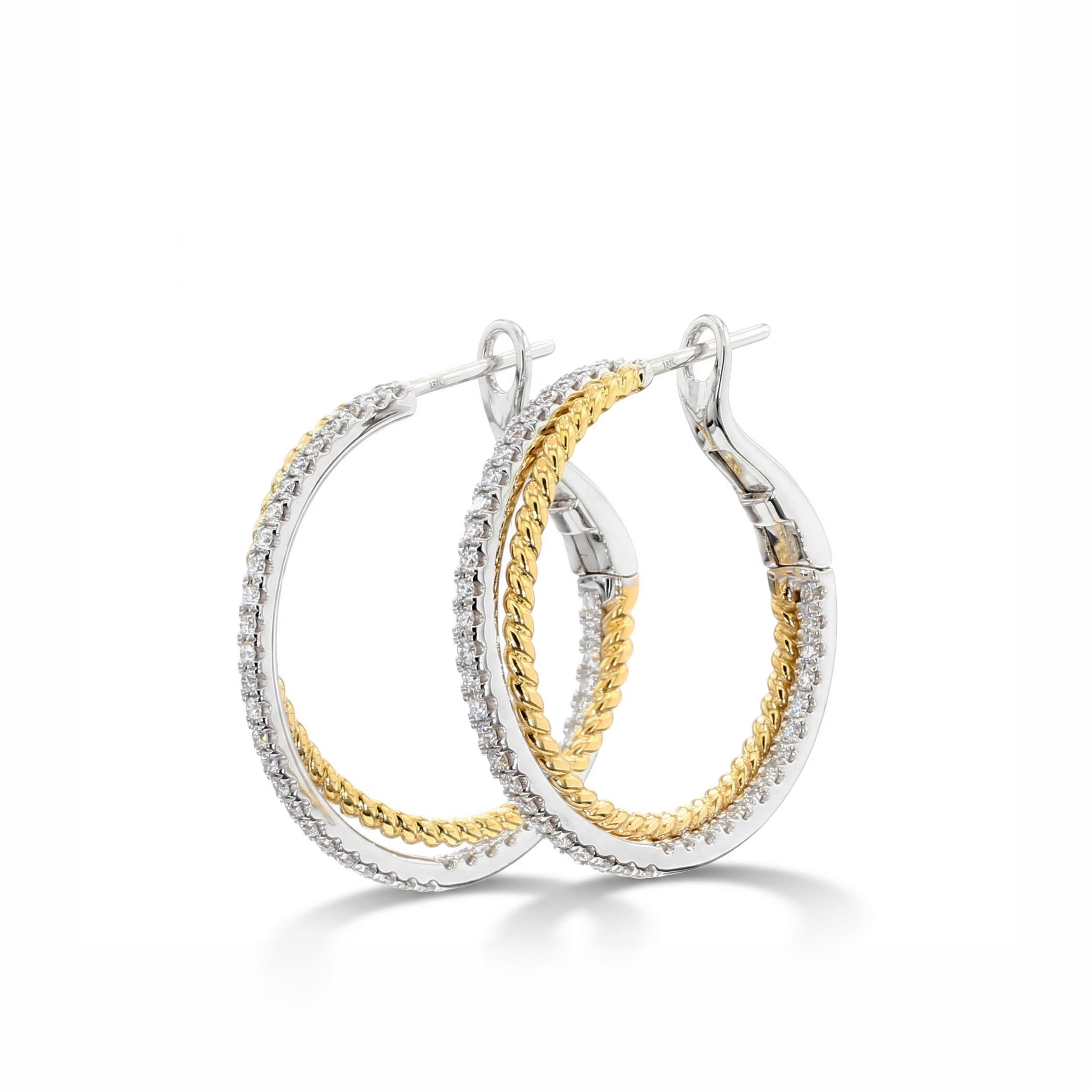Natural Diamond Crossover Hoop Earrings product image 2