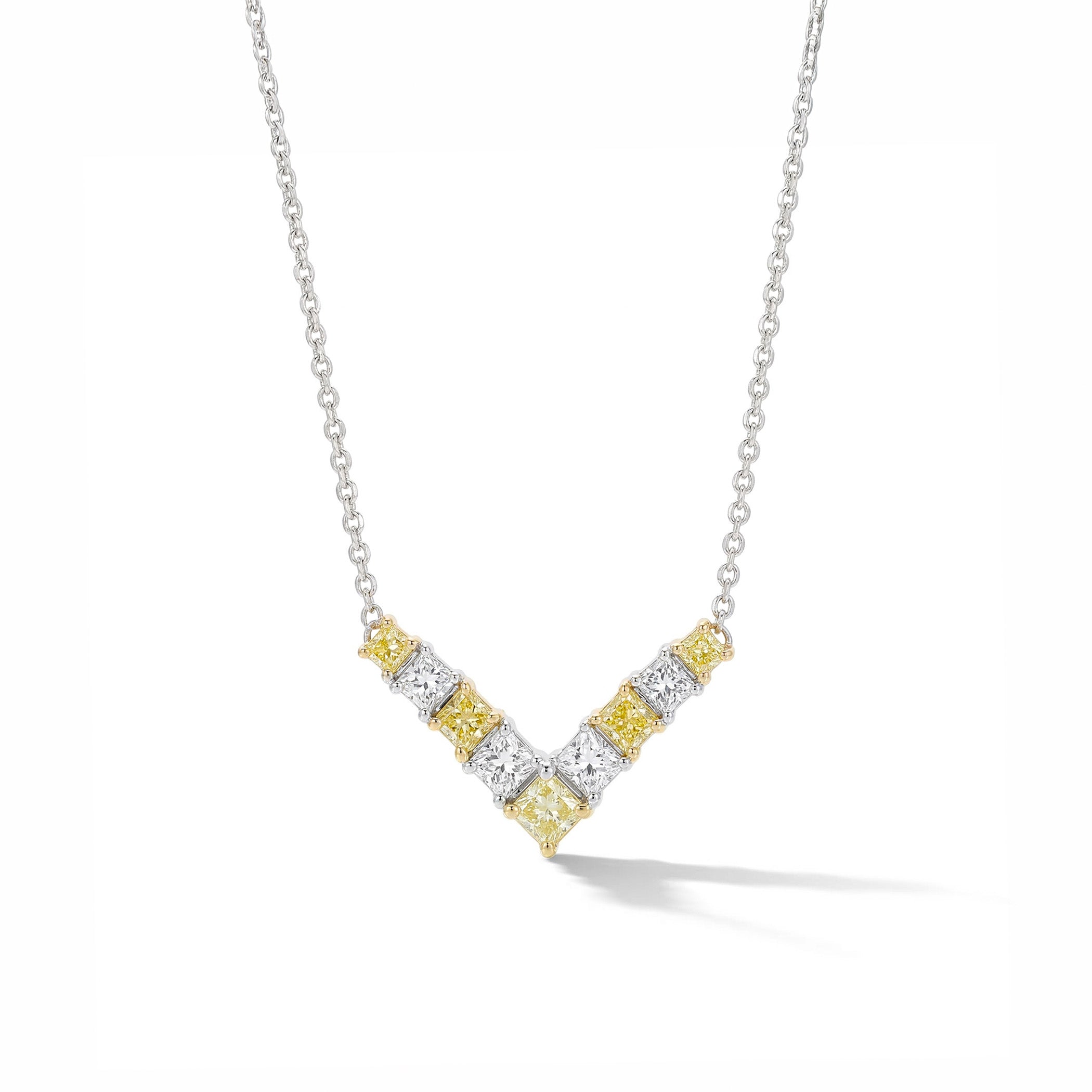 Natural Yellow & White Diamond V Necklace product image 1