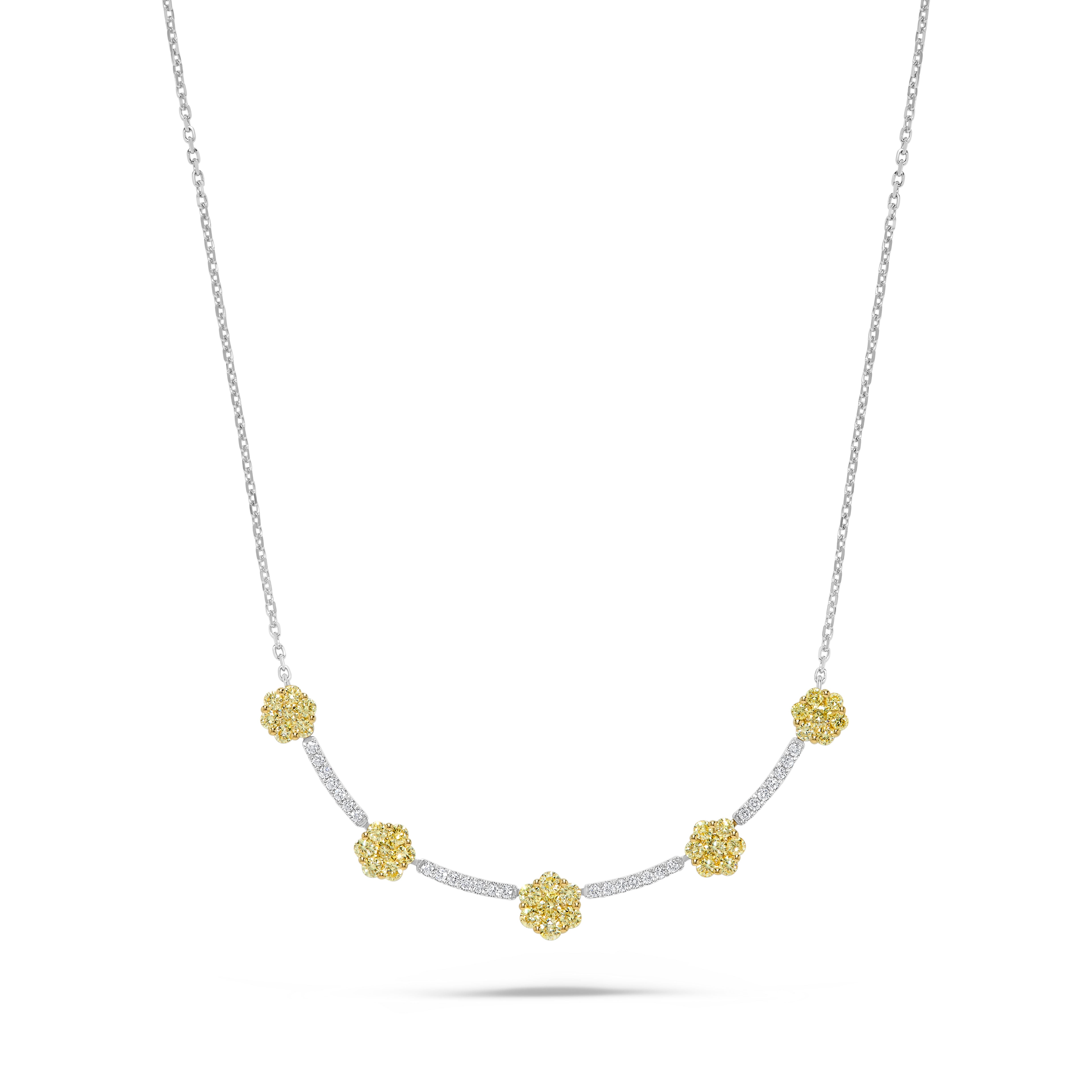 Yellow & White Round Diamond Necklace SN0020GP
