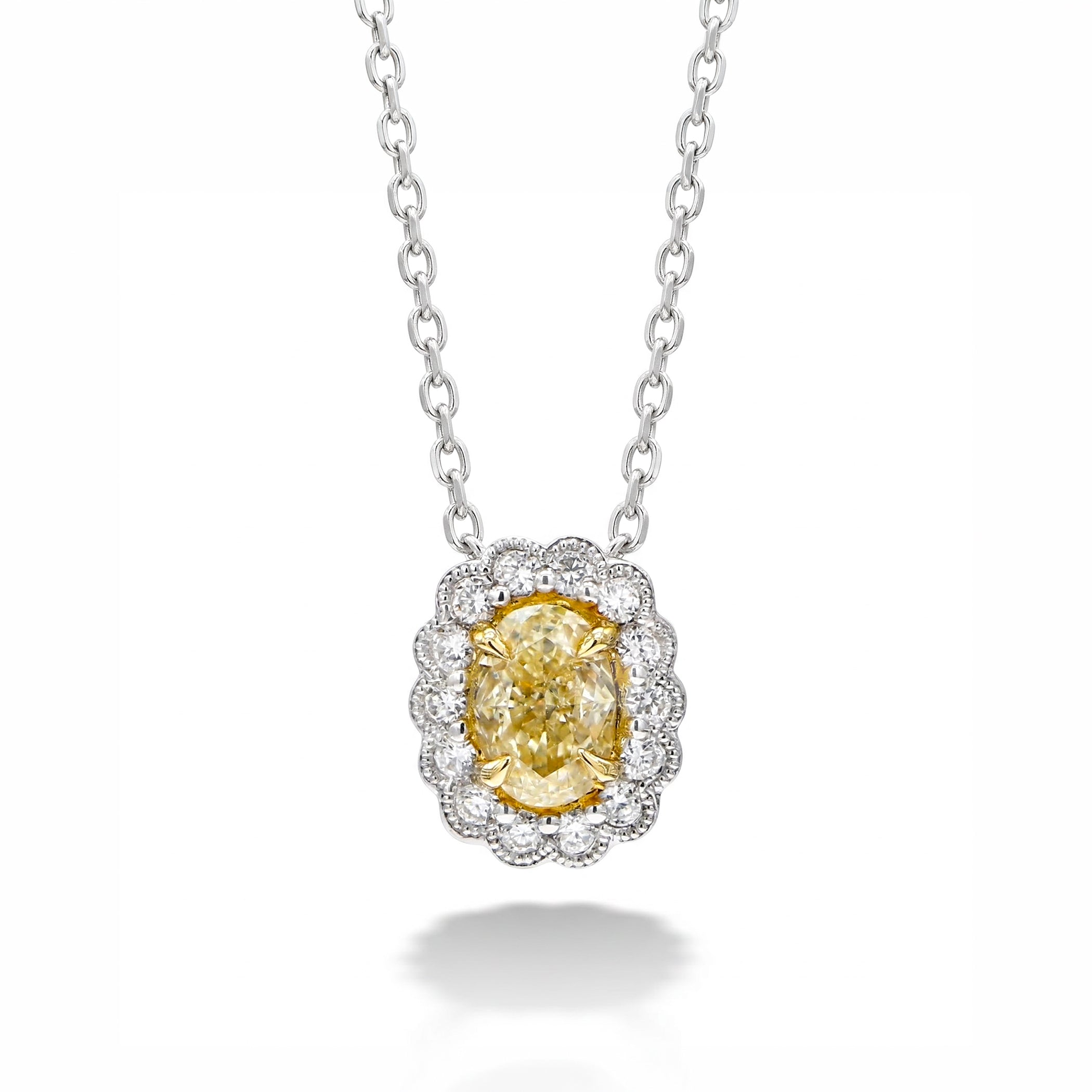 Natural Yellow Oval Diamond Halo Pendant product image 1