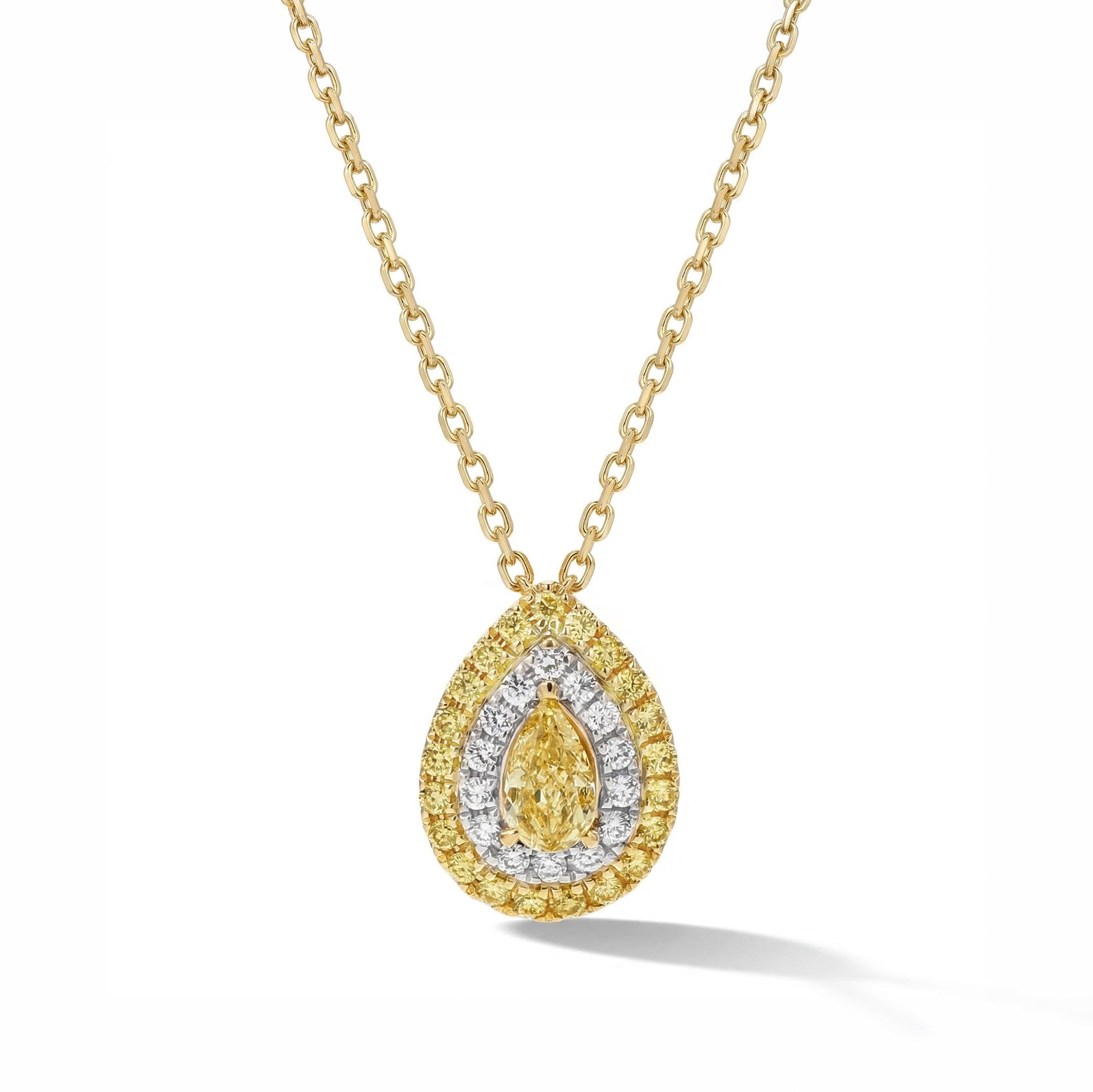 Natural Yellow Pear Diamond Halo Pendant product image 1
