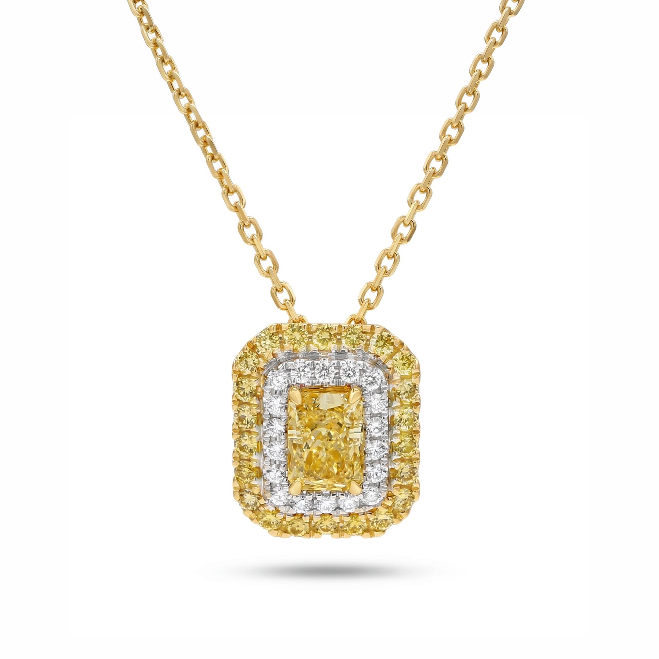 Natural Yellow Radiant Diamond Halo Pendant product image 1