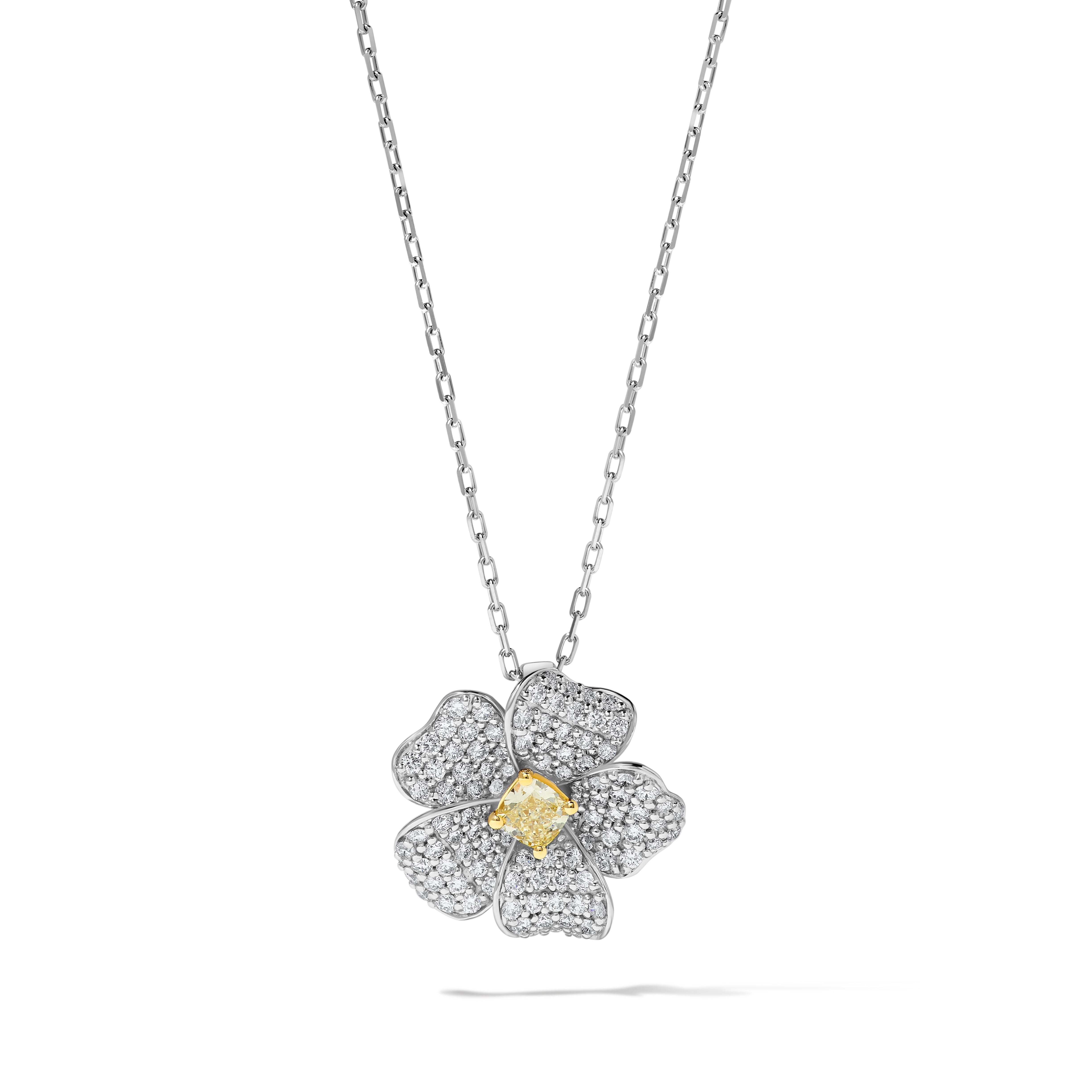Yellow Cushion & White Diamond Pendant SP0068GP