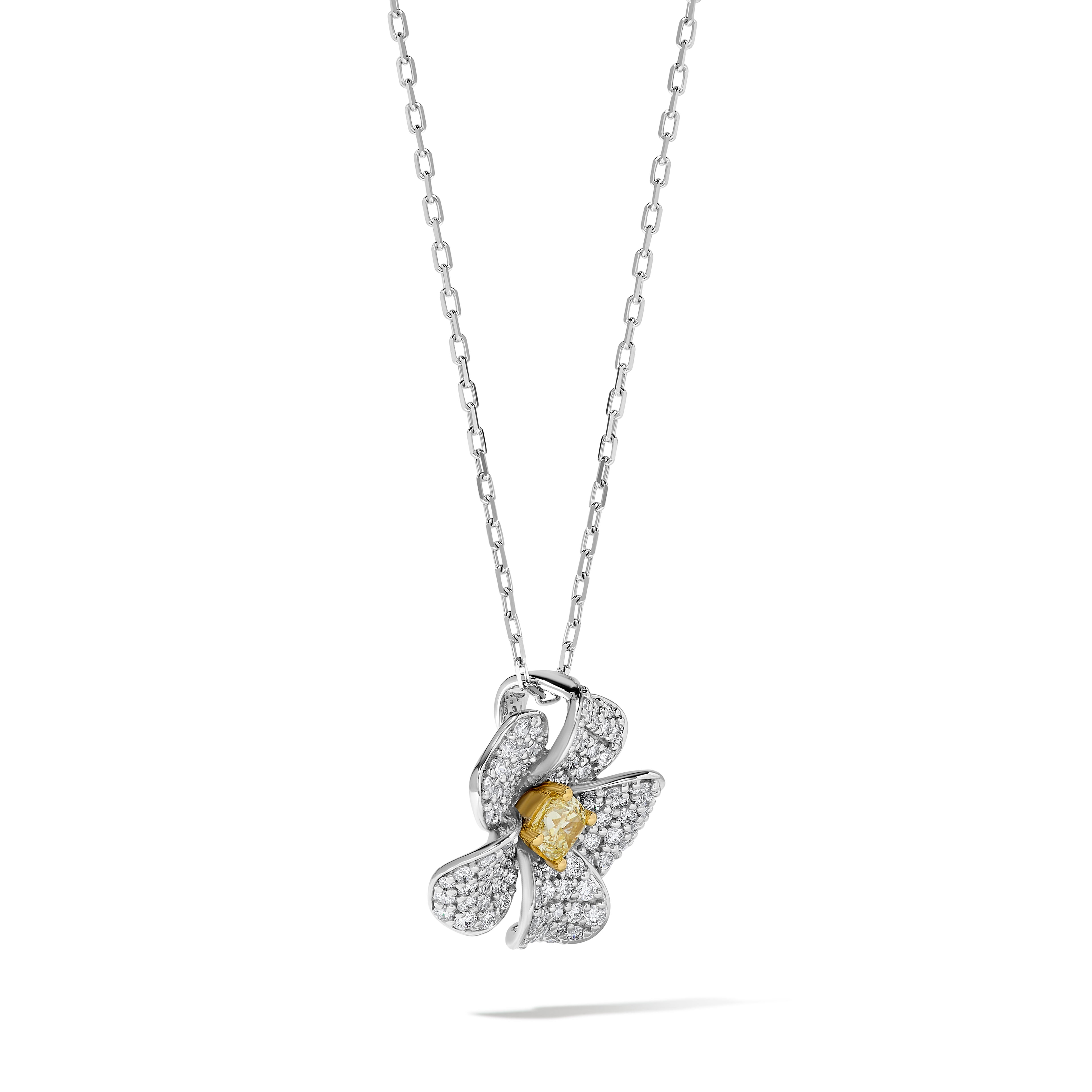 Yellow Cushion & White Diamond Pendant SP0068GP
