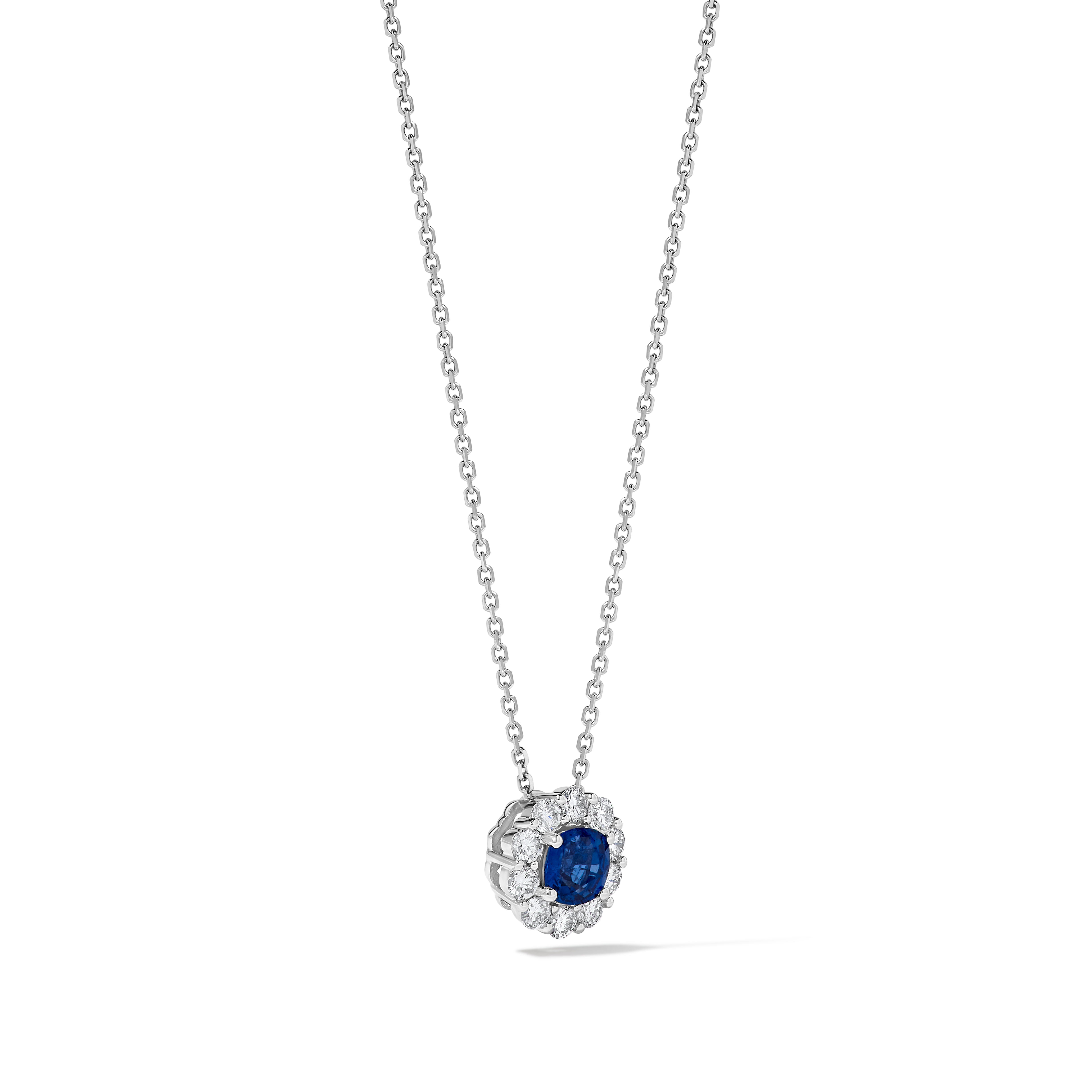 Blue Cushion Sapphire & White Diamond Pendant SPC002GP