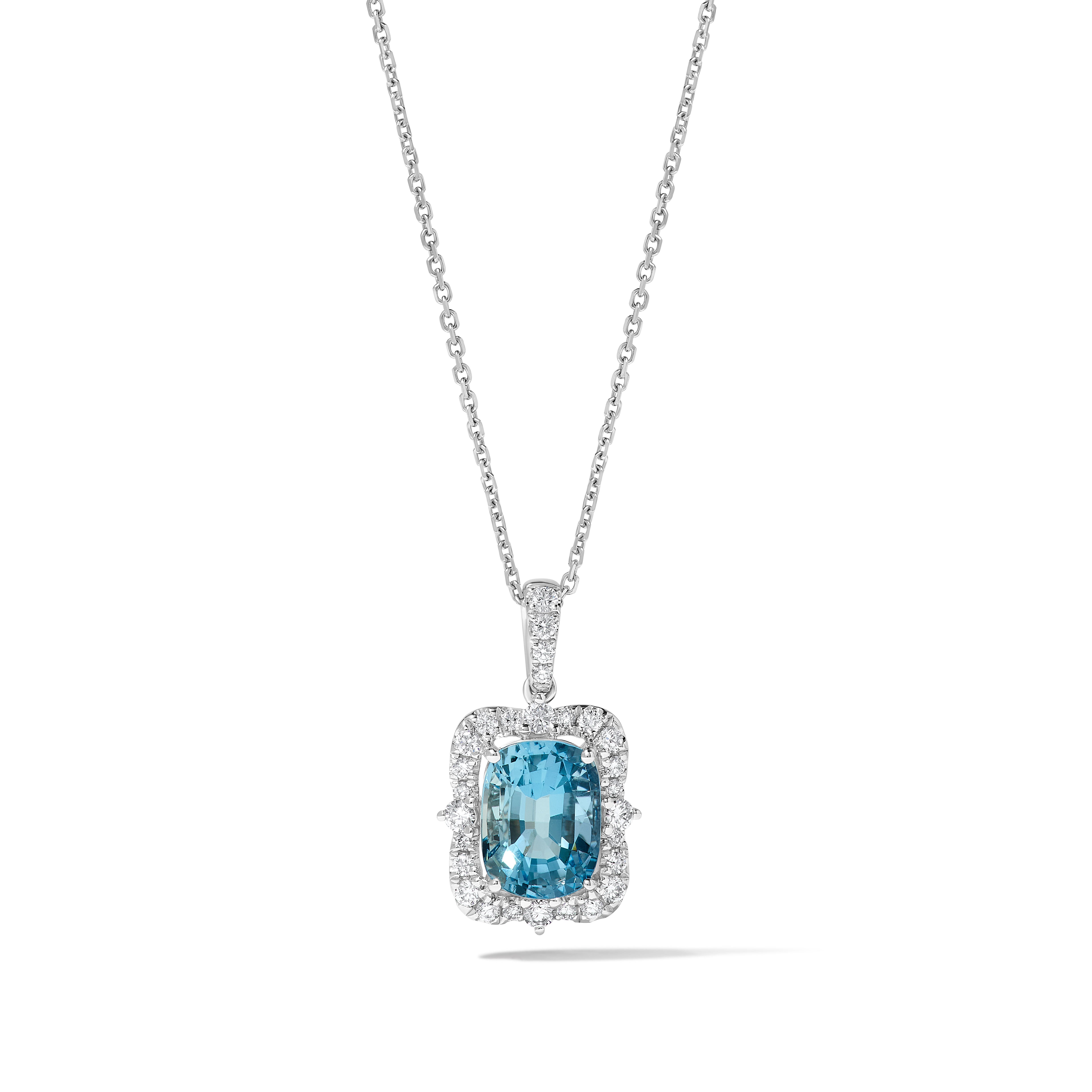 Cushion Aquamarine & White Diamond Pendant SPC014GP