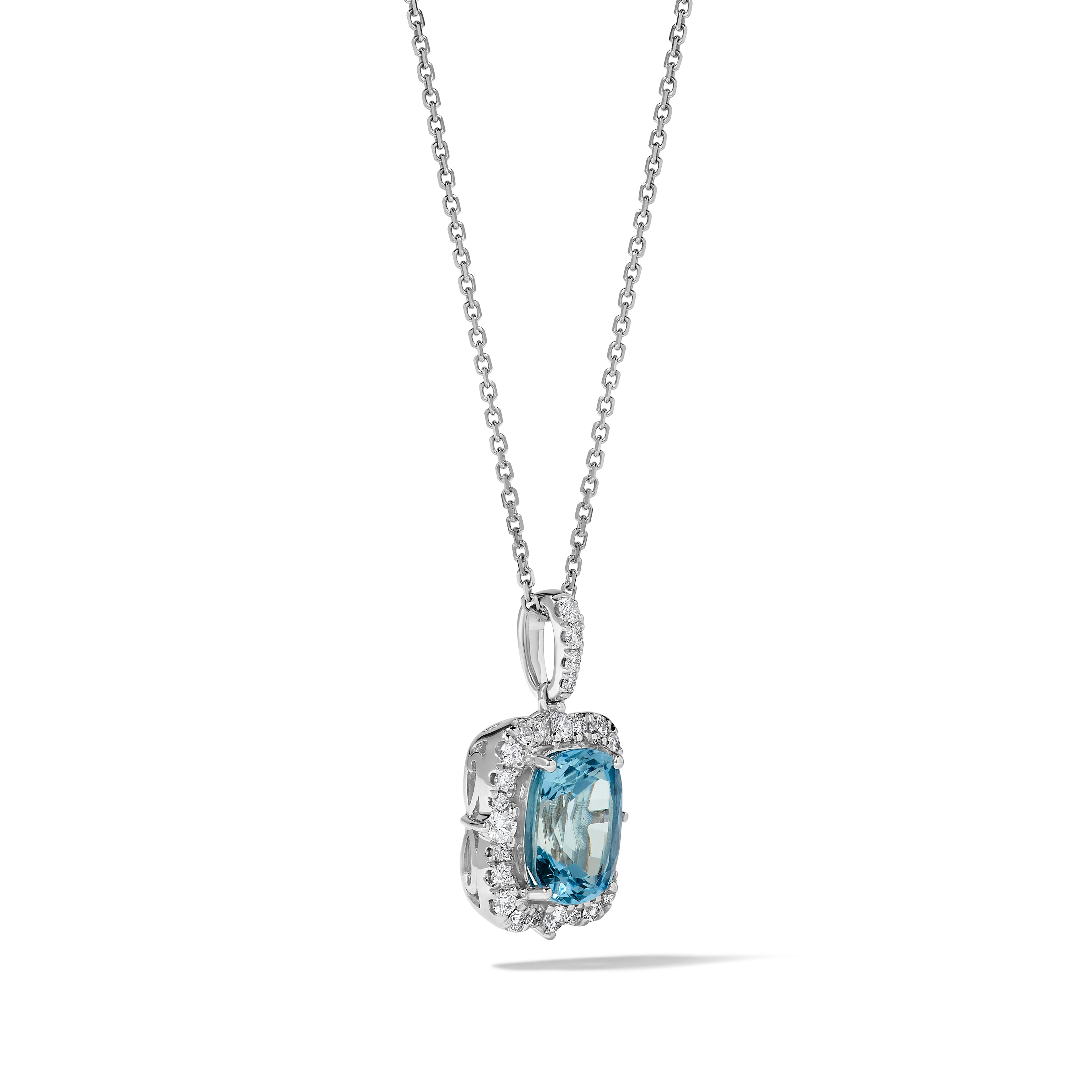 Cushion Aquamarine & White Diamond Pendant SPC014GP