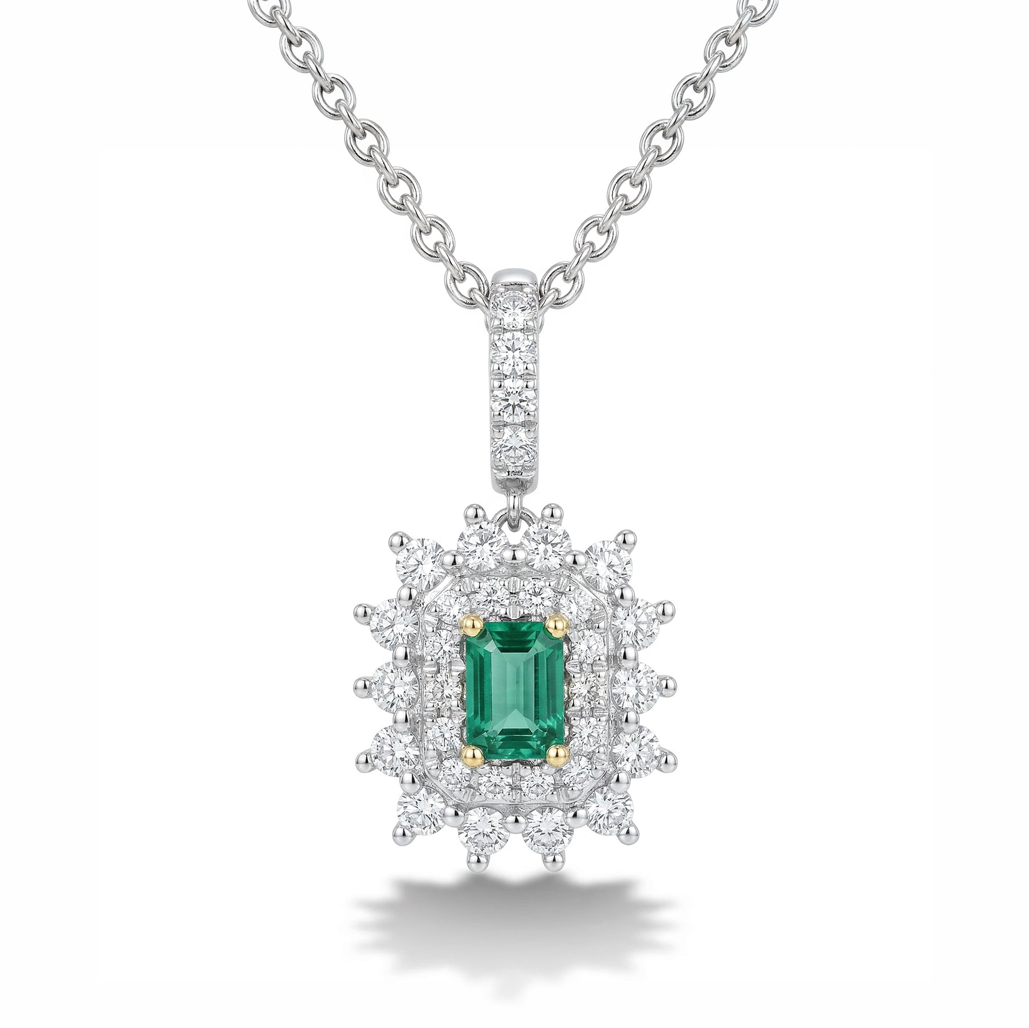 Natural Green Emerald & Diamond Pendant product image 1