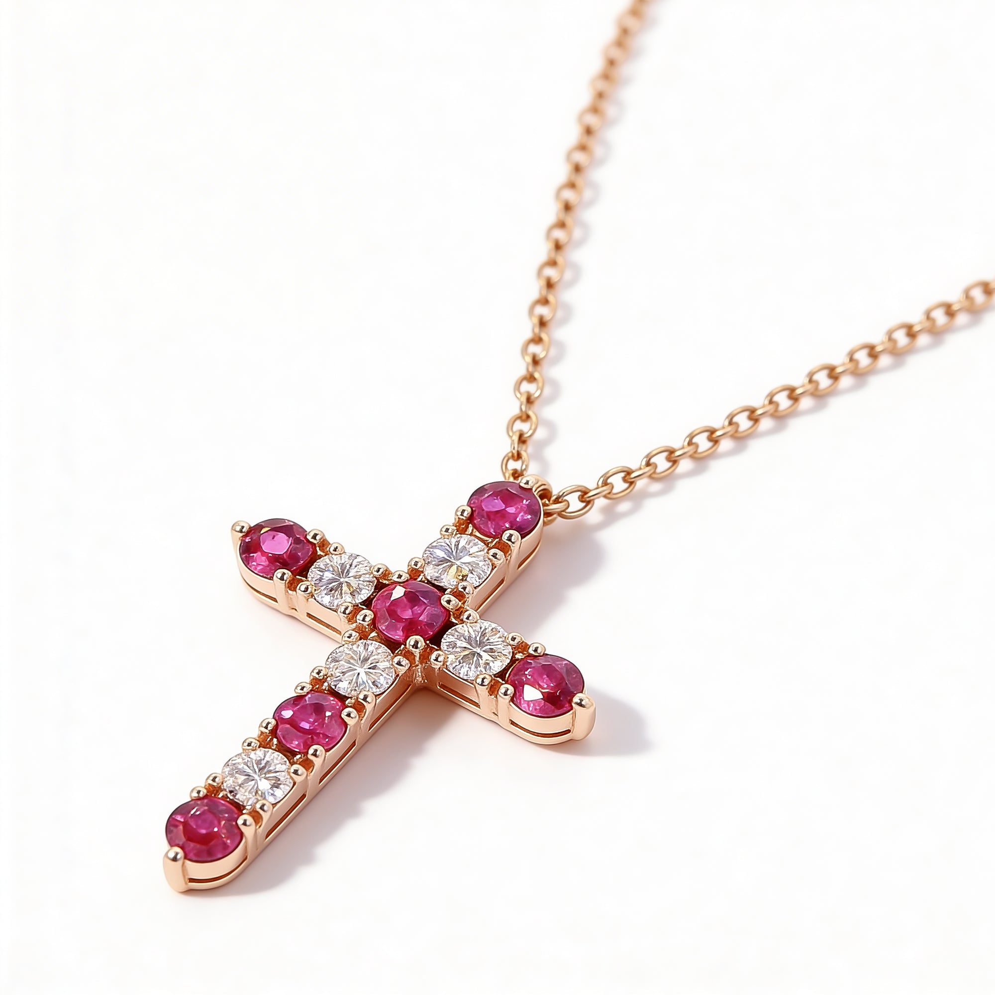 Natural Red Round Ruby & White Diamond Pendant product image 2