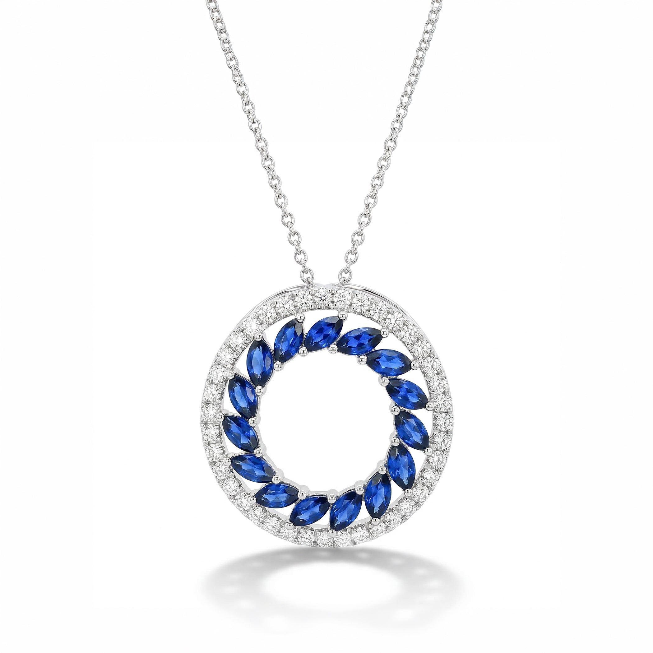 Natural Sapphire & Diamond Circle Necklace product image 1