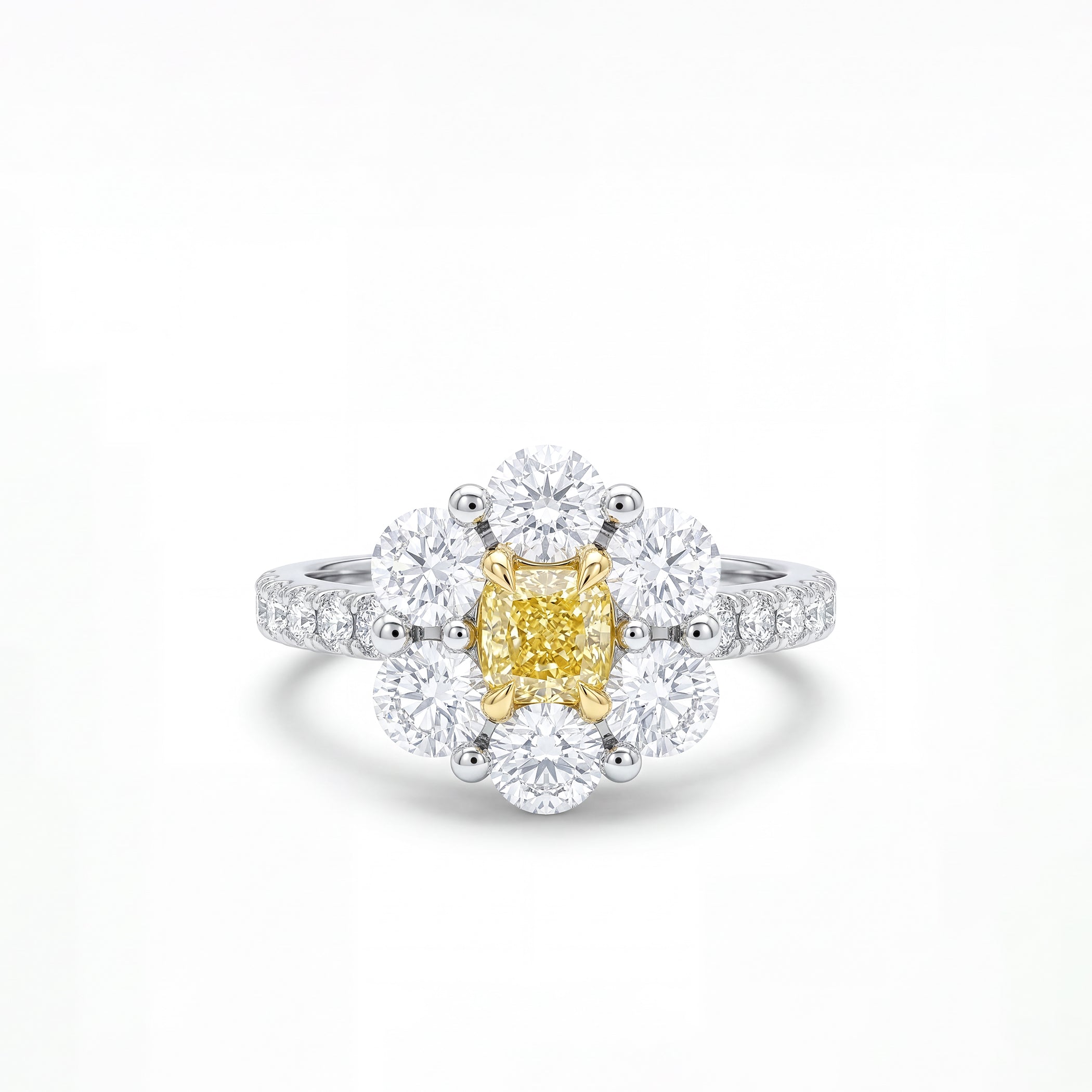 Natural Yellow Cushion Cut Diamond Halo Ring product image 1