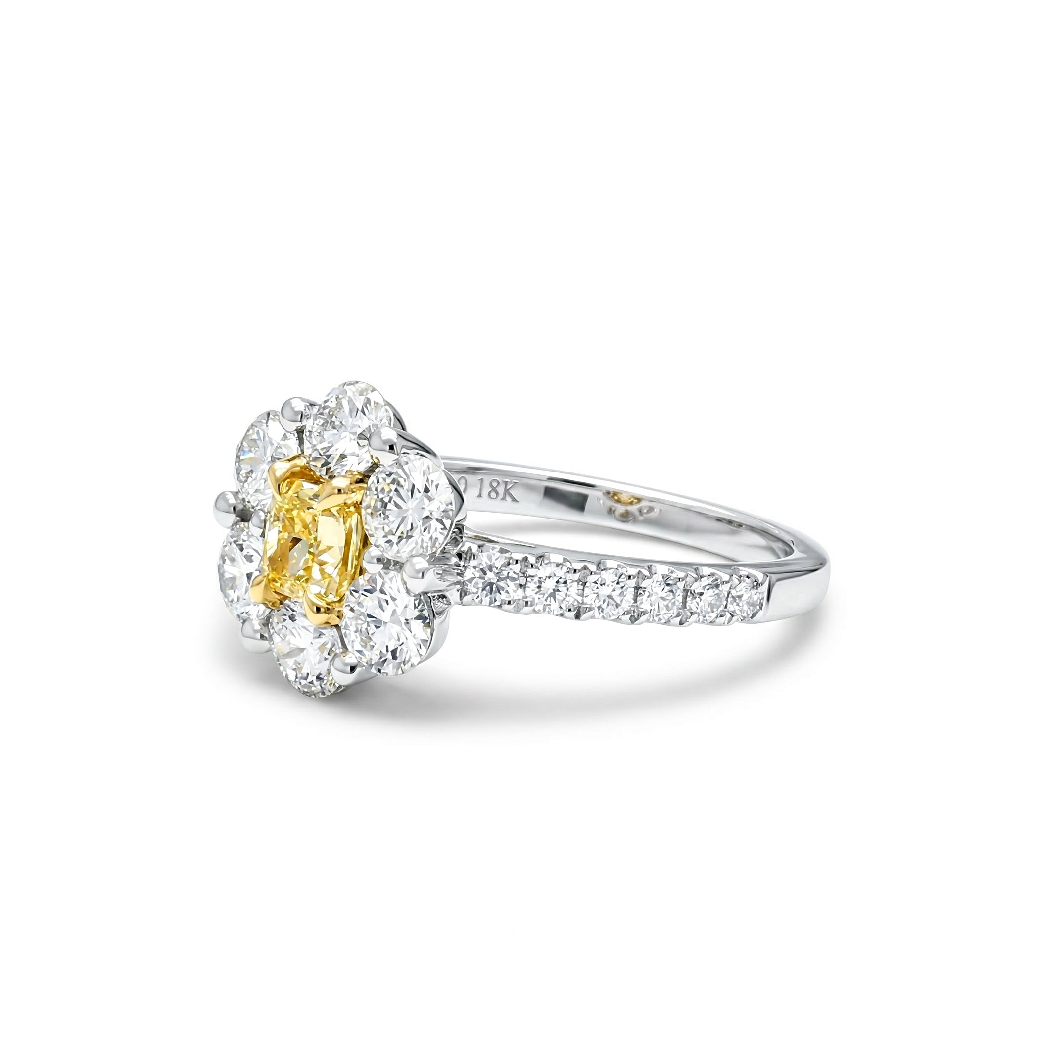 Natural Yellow Cushion Cut Diamond Halo Ring product image 2