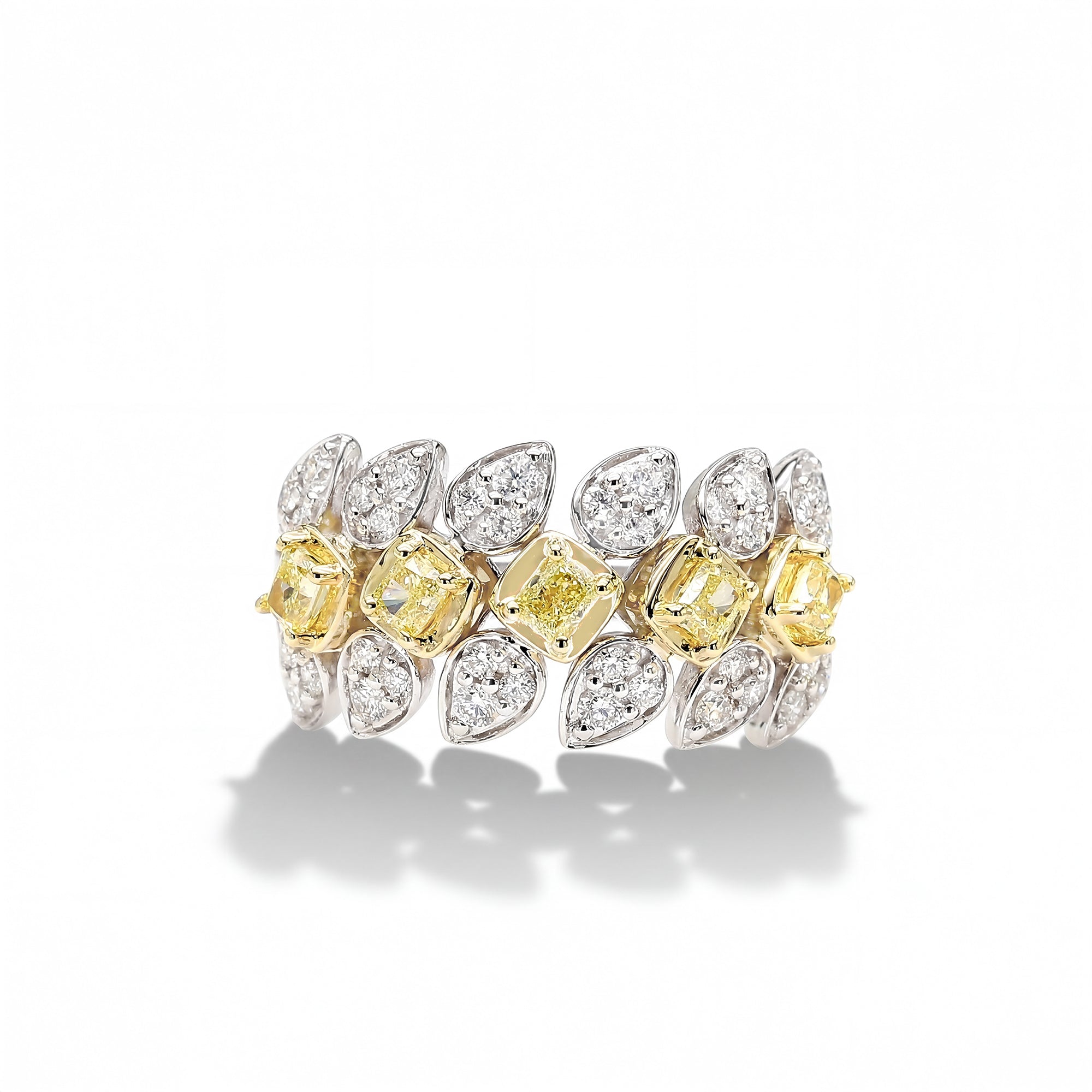 Cushion Cut Yellow Diamond Diamond Ring