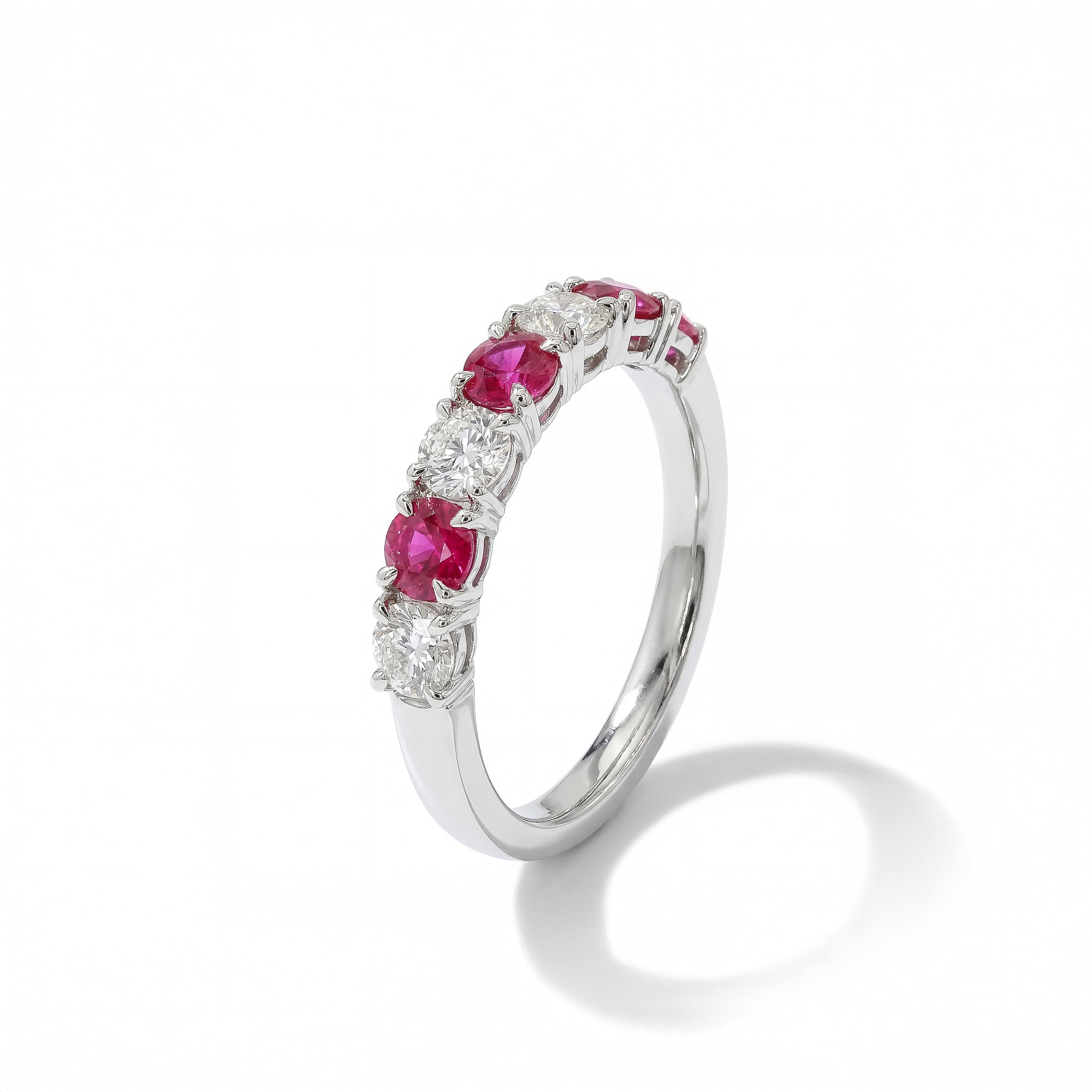 Natural Red Round Ruby & White Diamond Ring product image 2
