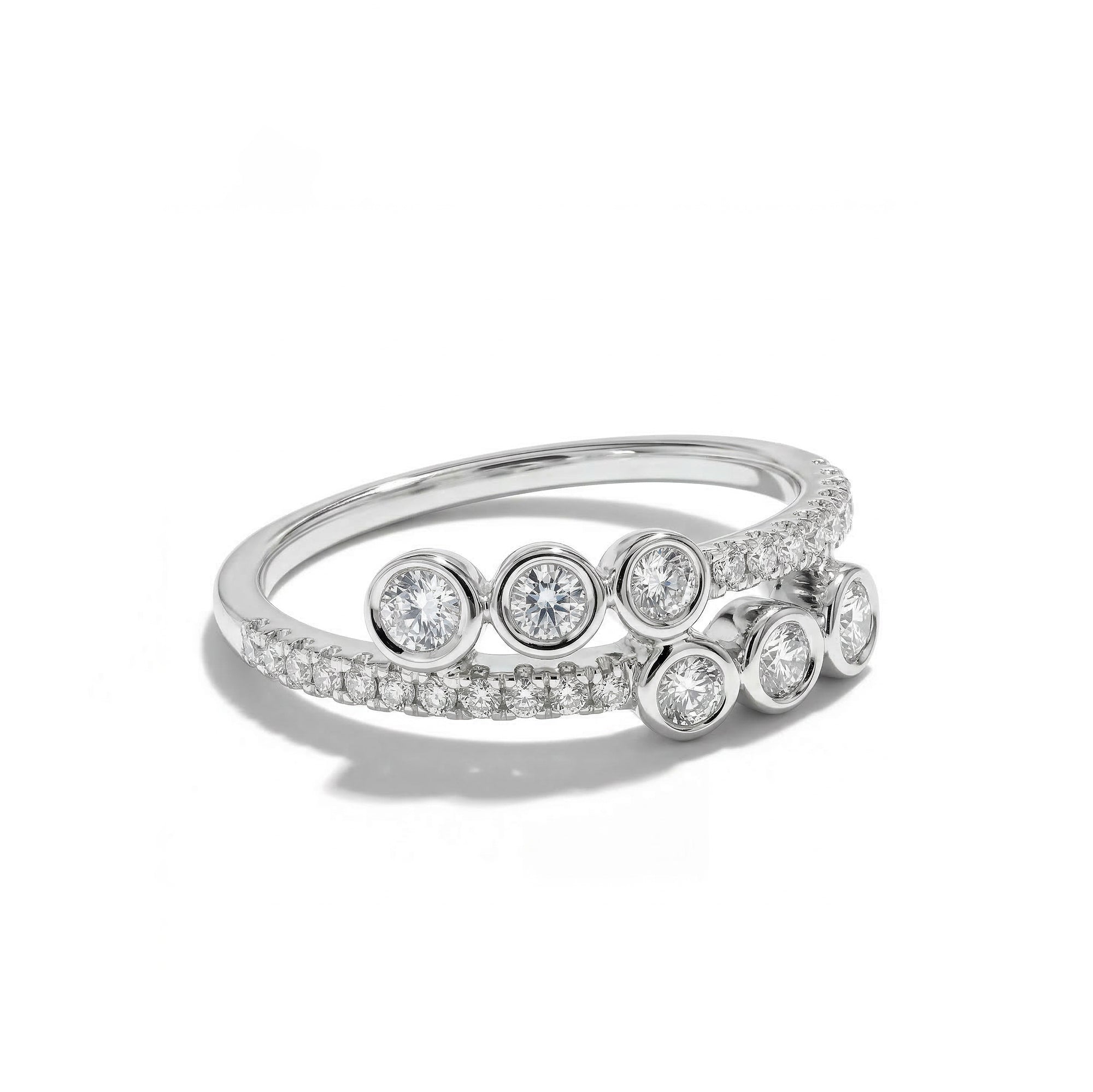 White Bezel Crossover Ring