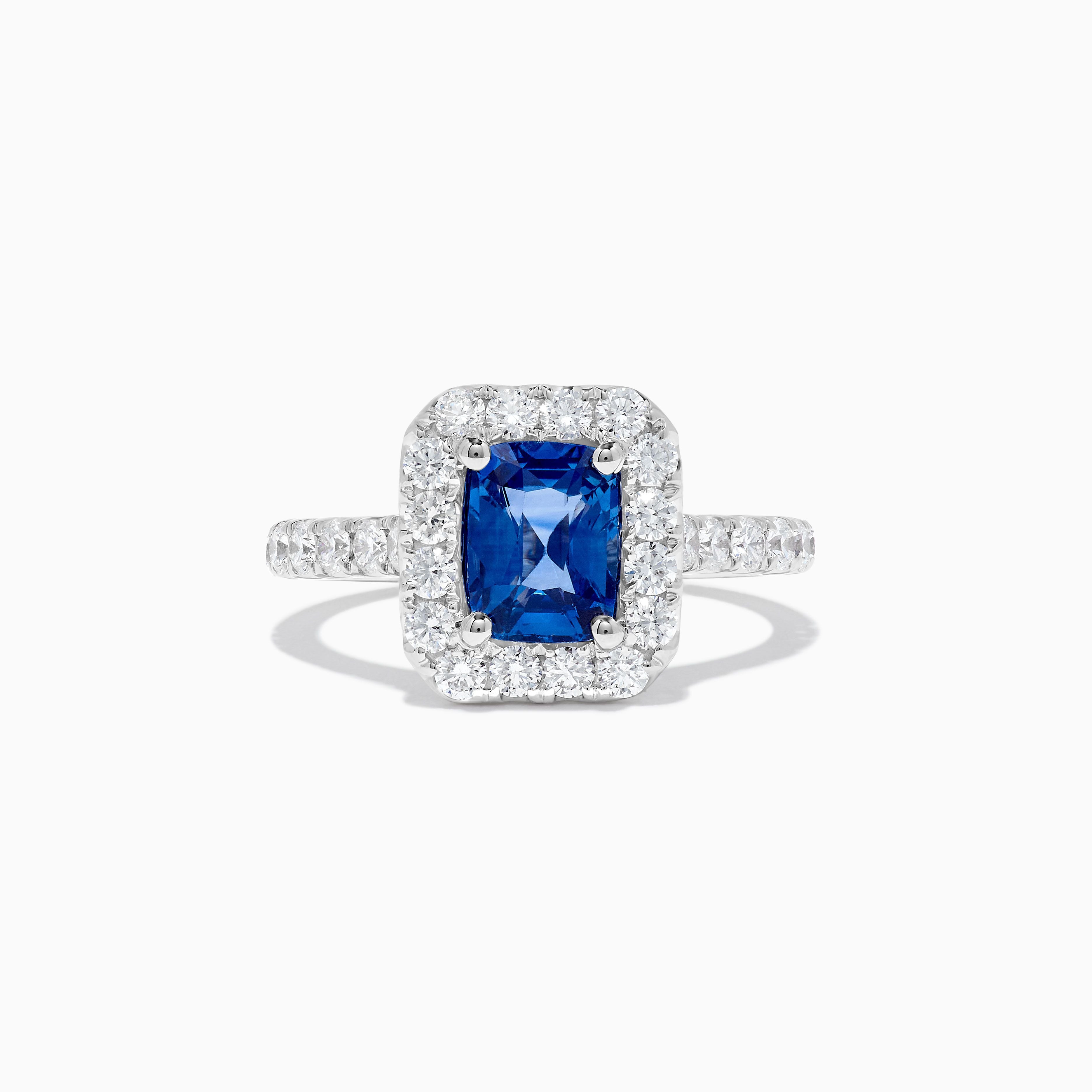 Cushion Blue Sapphire and White Diamond Ring JRC248GH