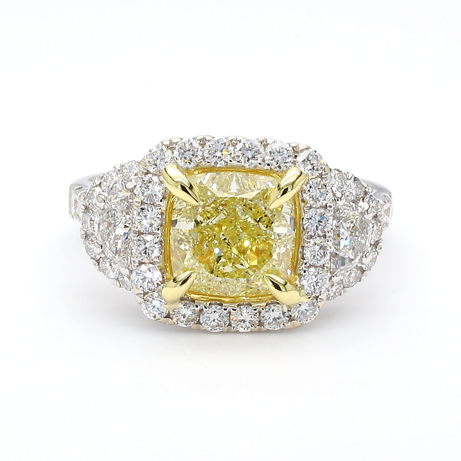 Natural Yellow Cushion Diamond Ring Gia Certified