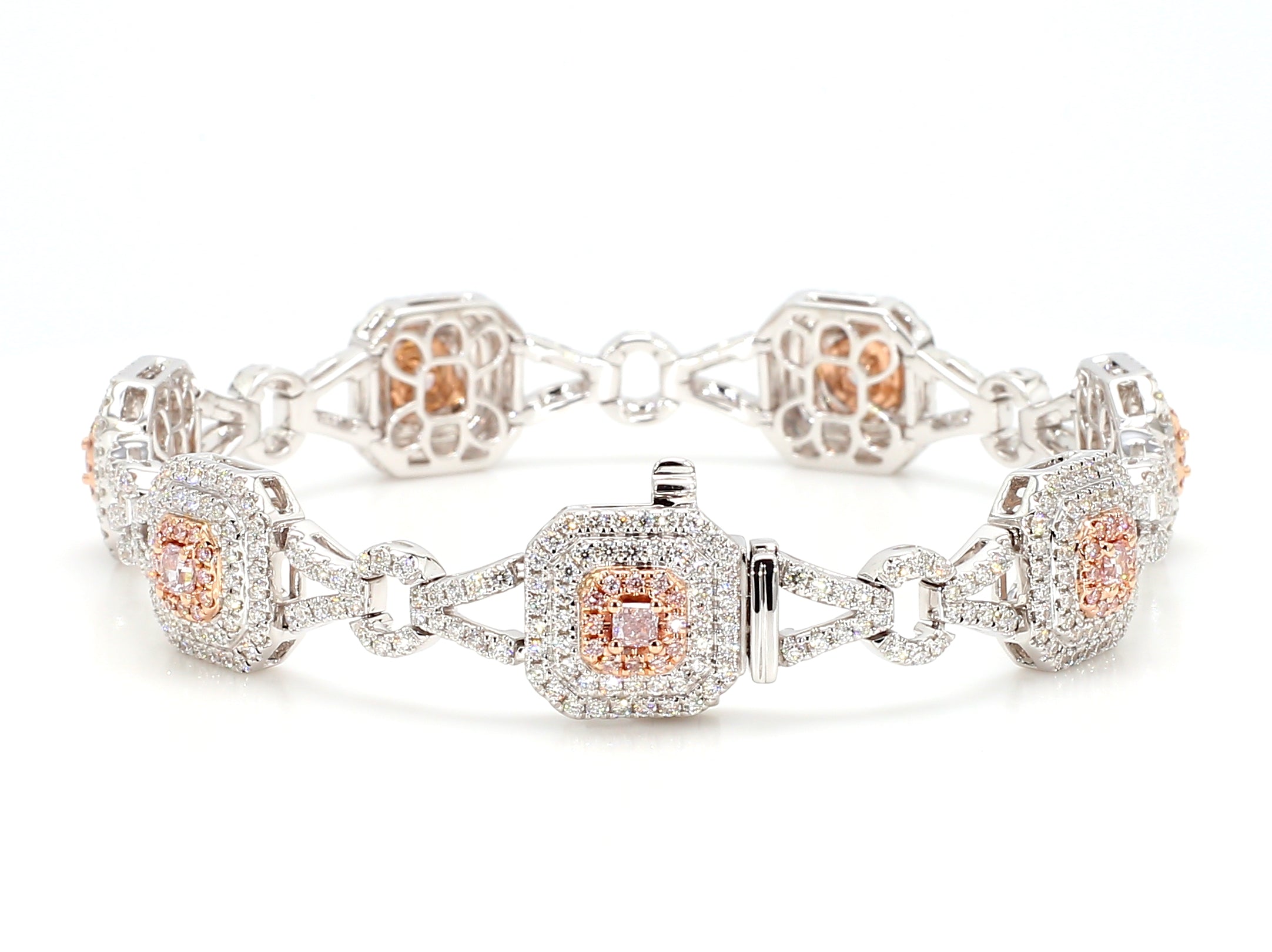 Natural Pink Radiant Diamond Bracelet Gia Certified