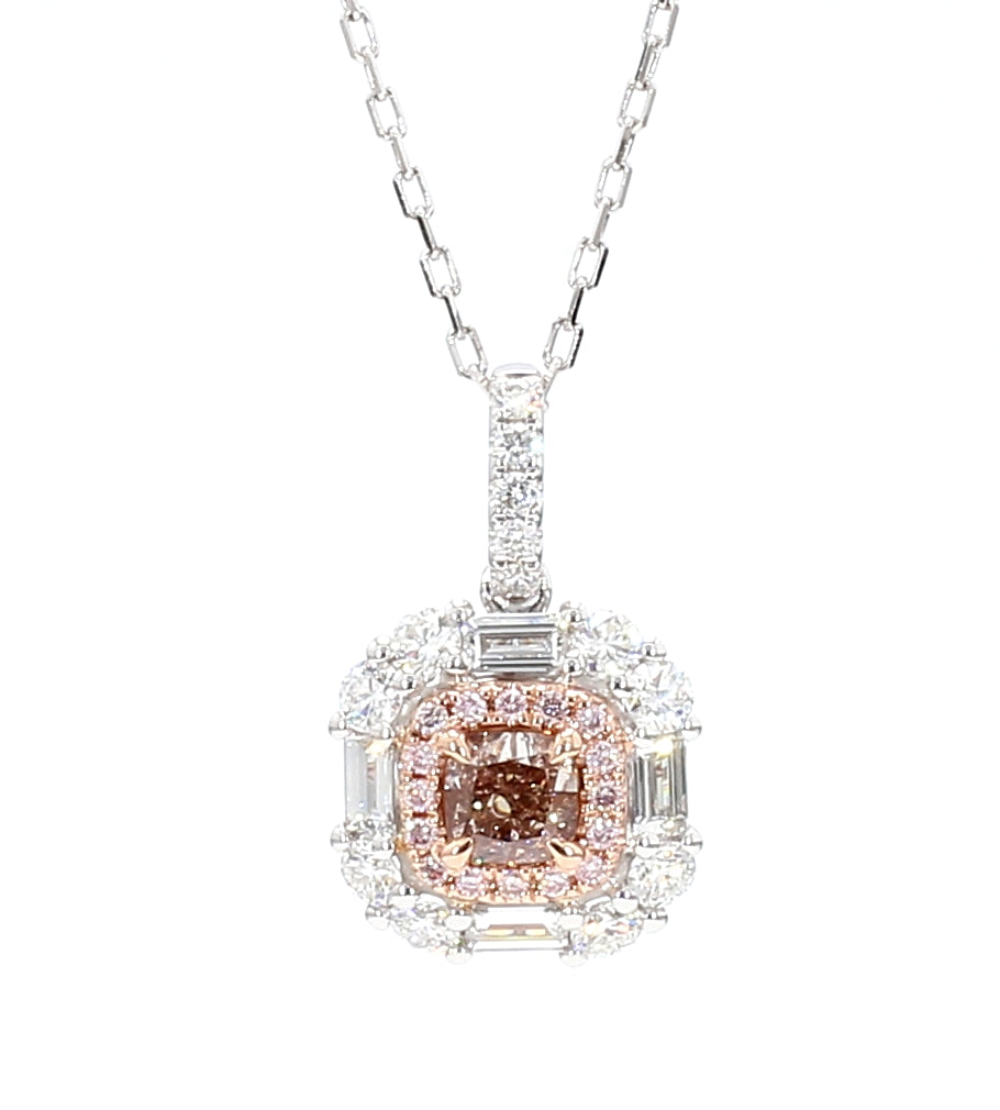 Natural Pink Cushion Diamond Pendant Gia Certified