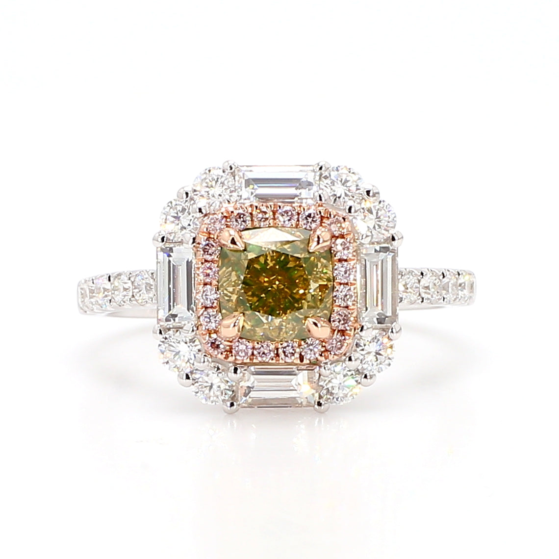 Natural Yellow Cushion Diamond Ring Gia Certified