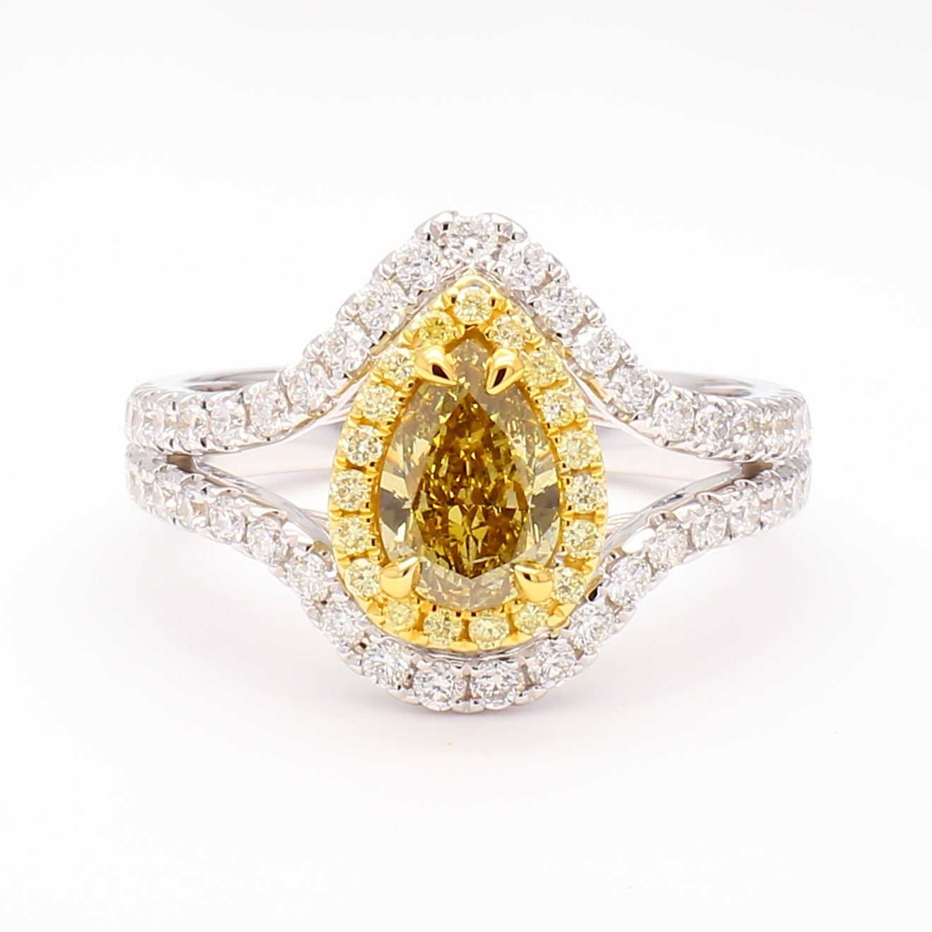 Natural Green Pear Diamond Ring GIA Certified product image 1